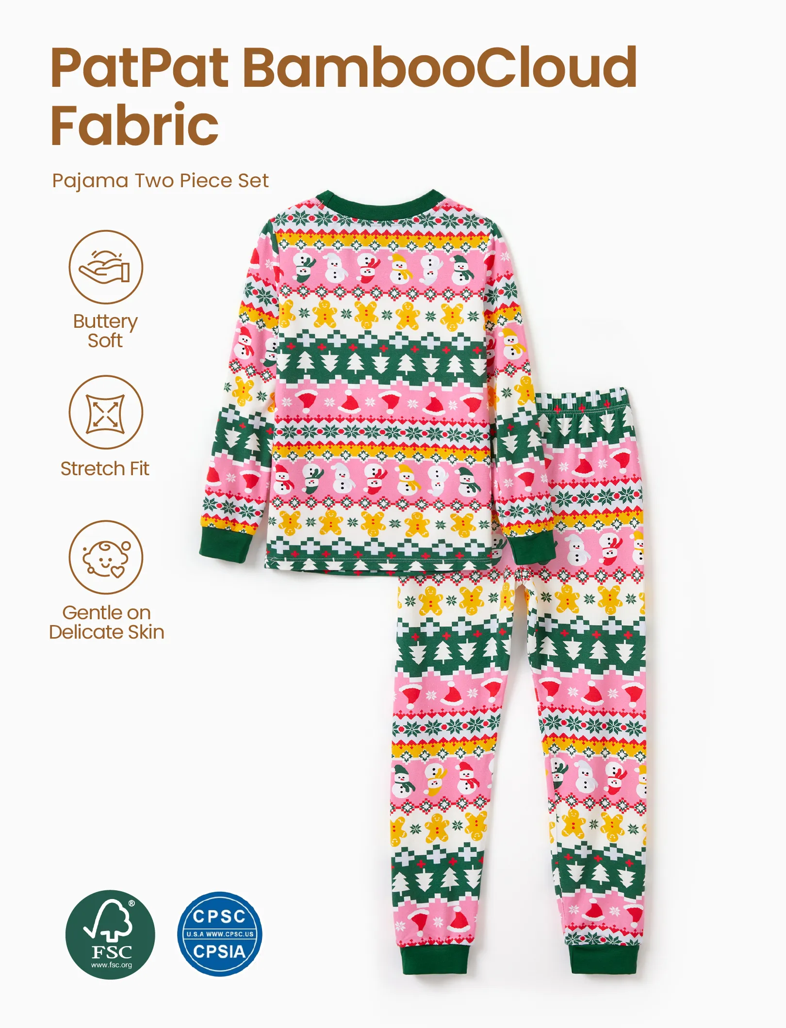Christmas / Halloween Pajama 2-Piece Upgraded Thick Bamboo Pajama Set With Childlike Print for Toddler / Kids Girl (Snug-Fitting) Multi-color - XNAUWBI