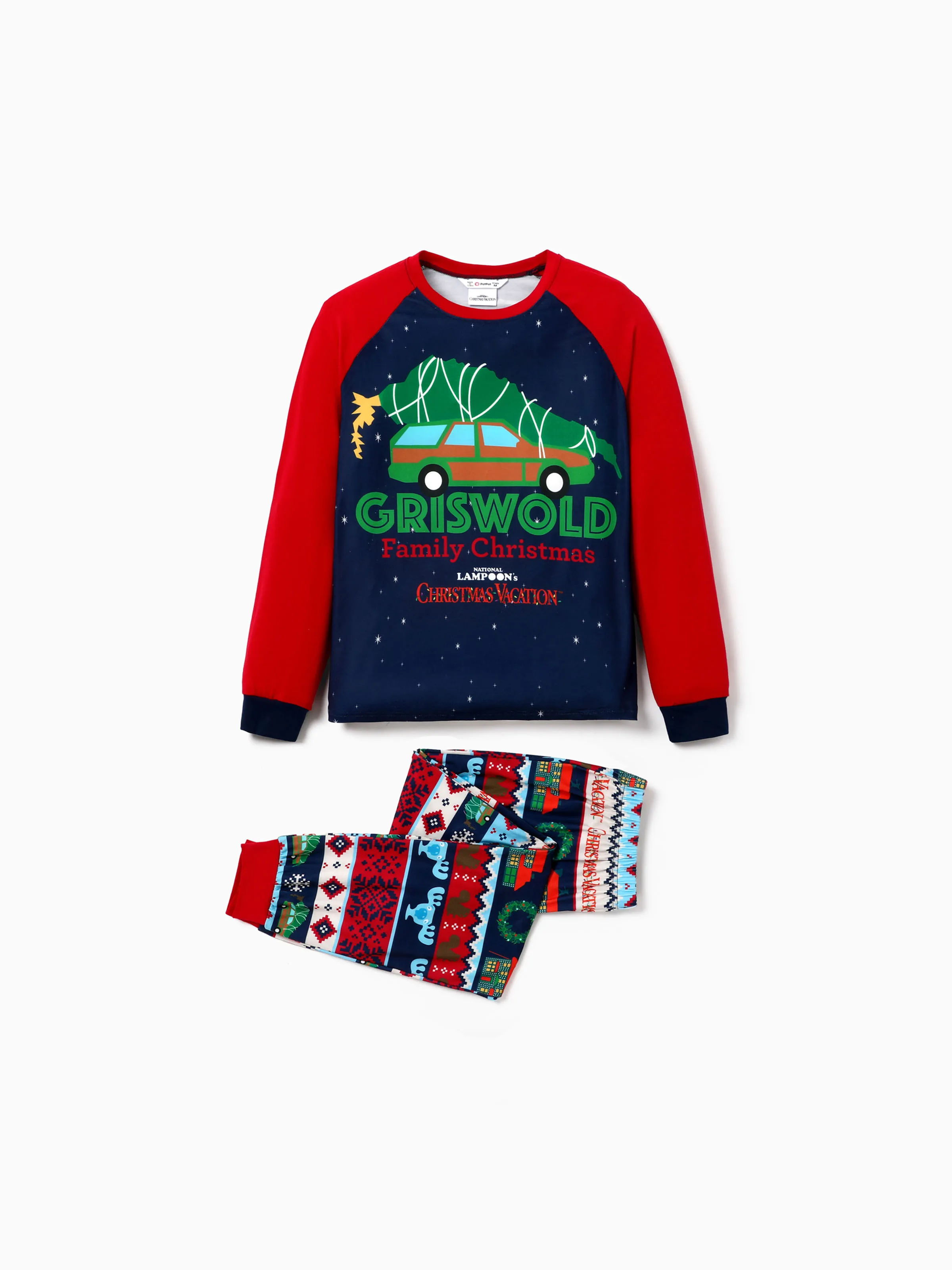 Christmas Vacation Family Matching Character Print Pajamas Sets with Christmas Socks - XNAUWBI