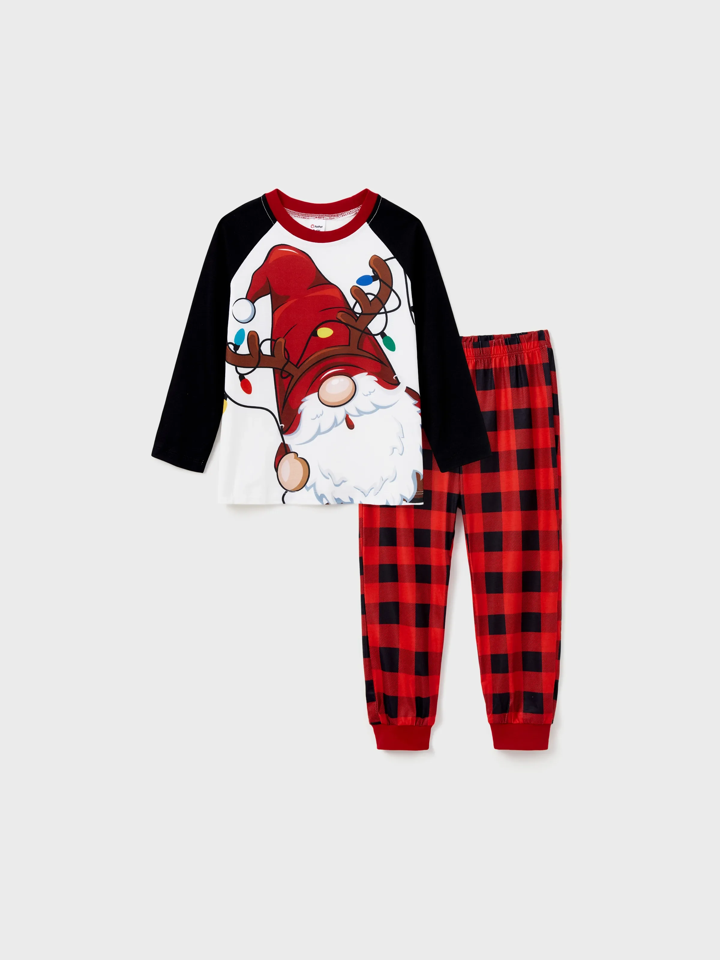 Christmas Family Matching Santa Print Raglan Sleeves Pajamas Sets with Christmas Socks (SGS Certied Safety) Red - XNAUWBI