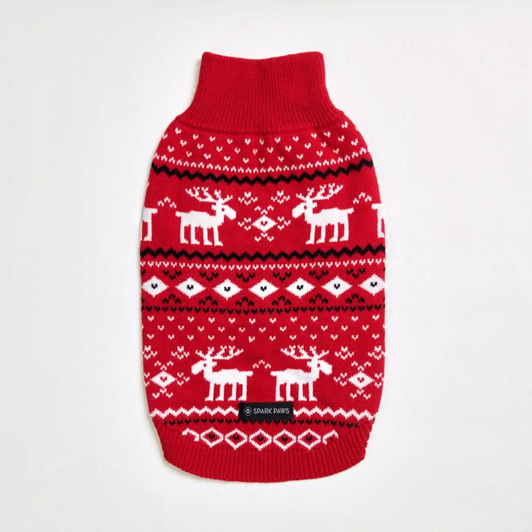 Knit Christmas Dog Sweater - Dasher Red - XNAUWBI