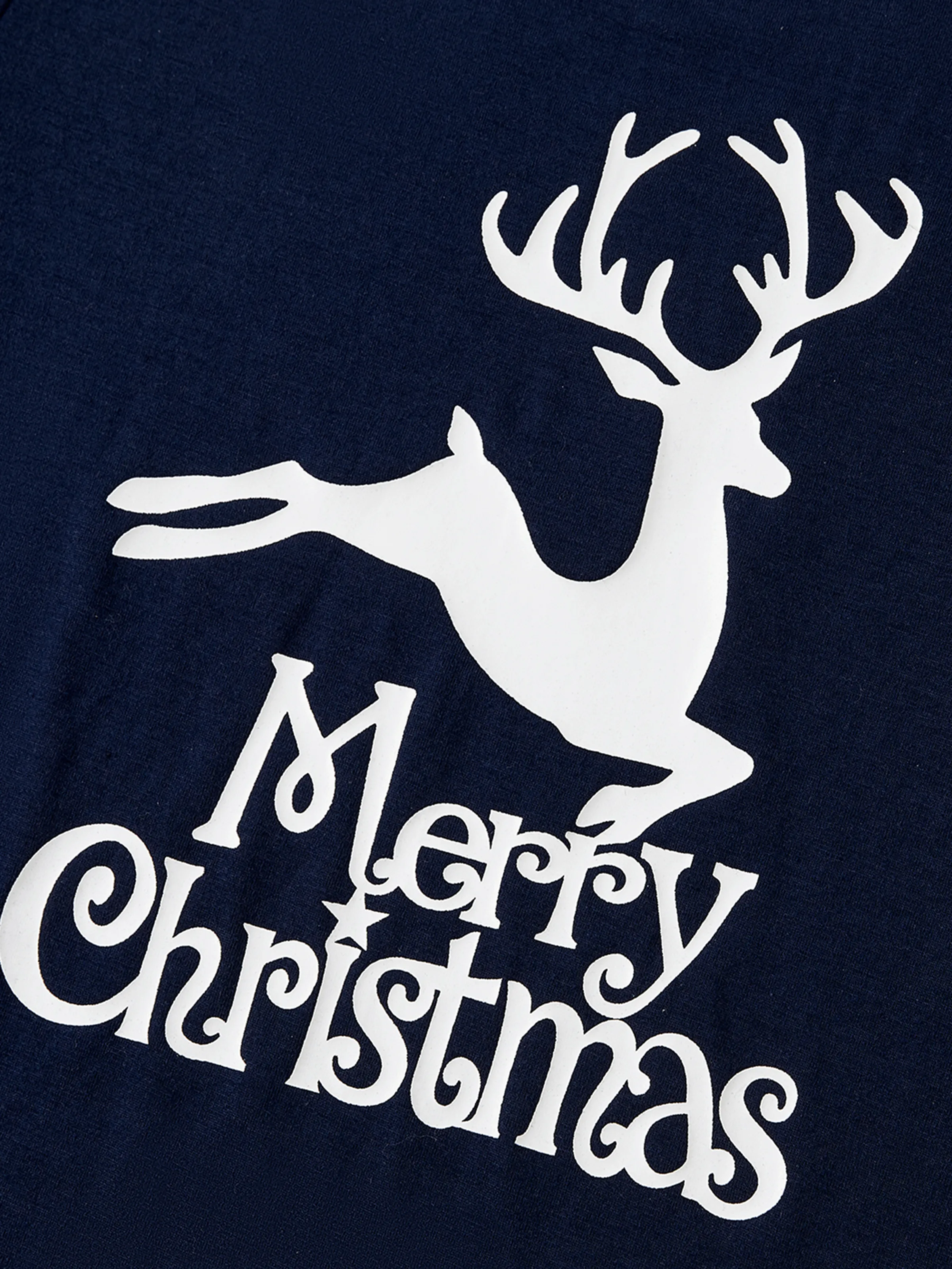 Christmas Reindeer Print Glow in the Dark Family Matching Pajamas Sets with Christmas Socks Deep Blue - XNAUWBI