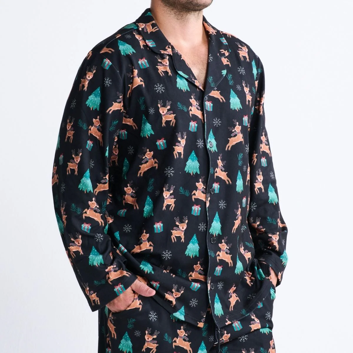 Human Pajama Top - Reindeers - XNAUWBI