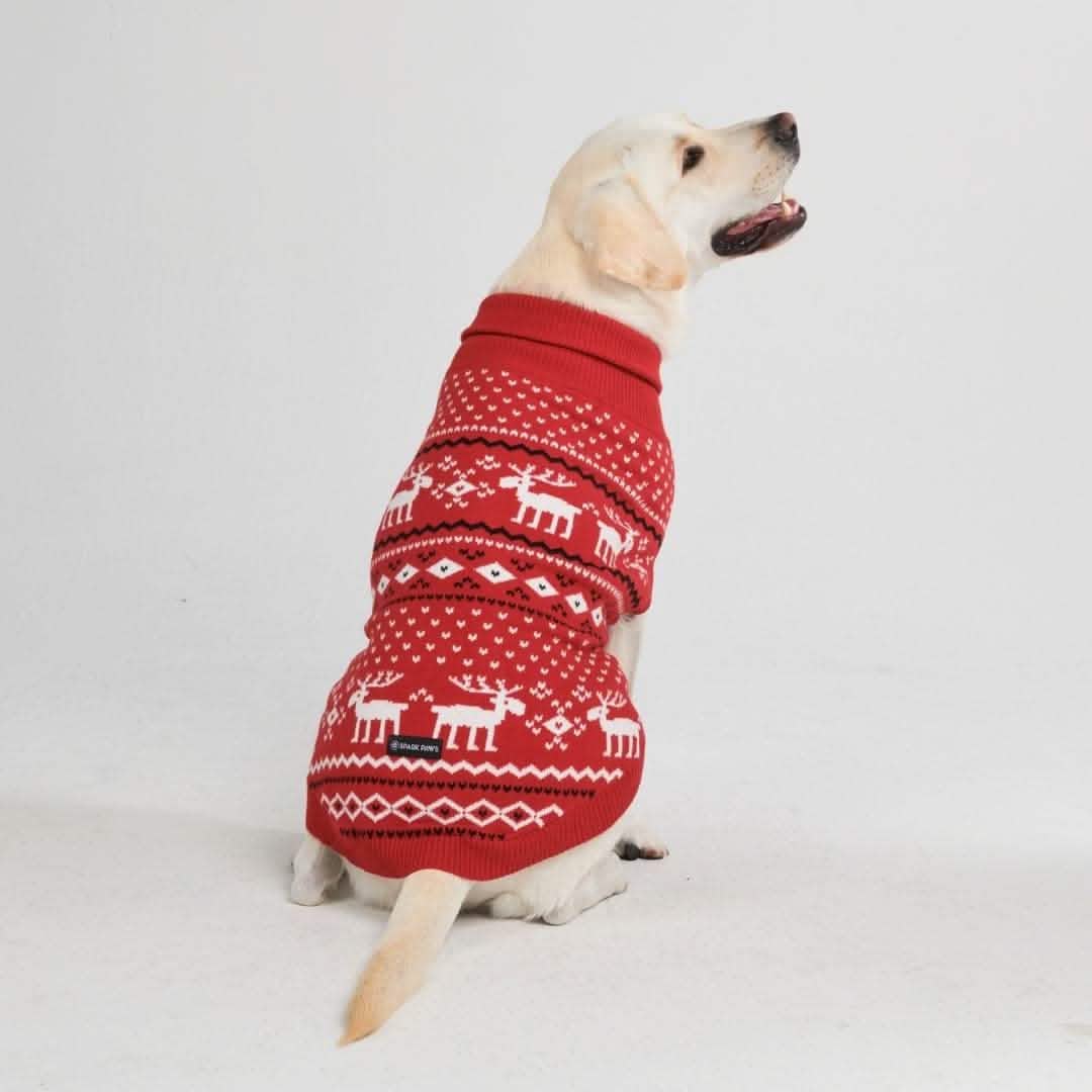Knit Christmas Dog Sweater - Dasher Red - XNAUWBI