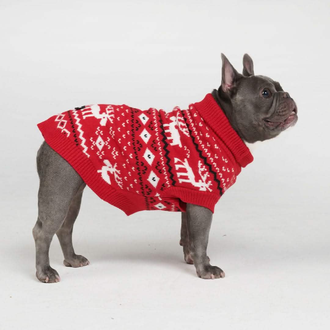 Knit Christmas Dog Sweater - Dasher Red - XNAUWBI