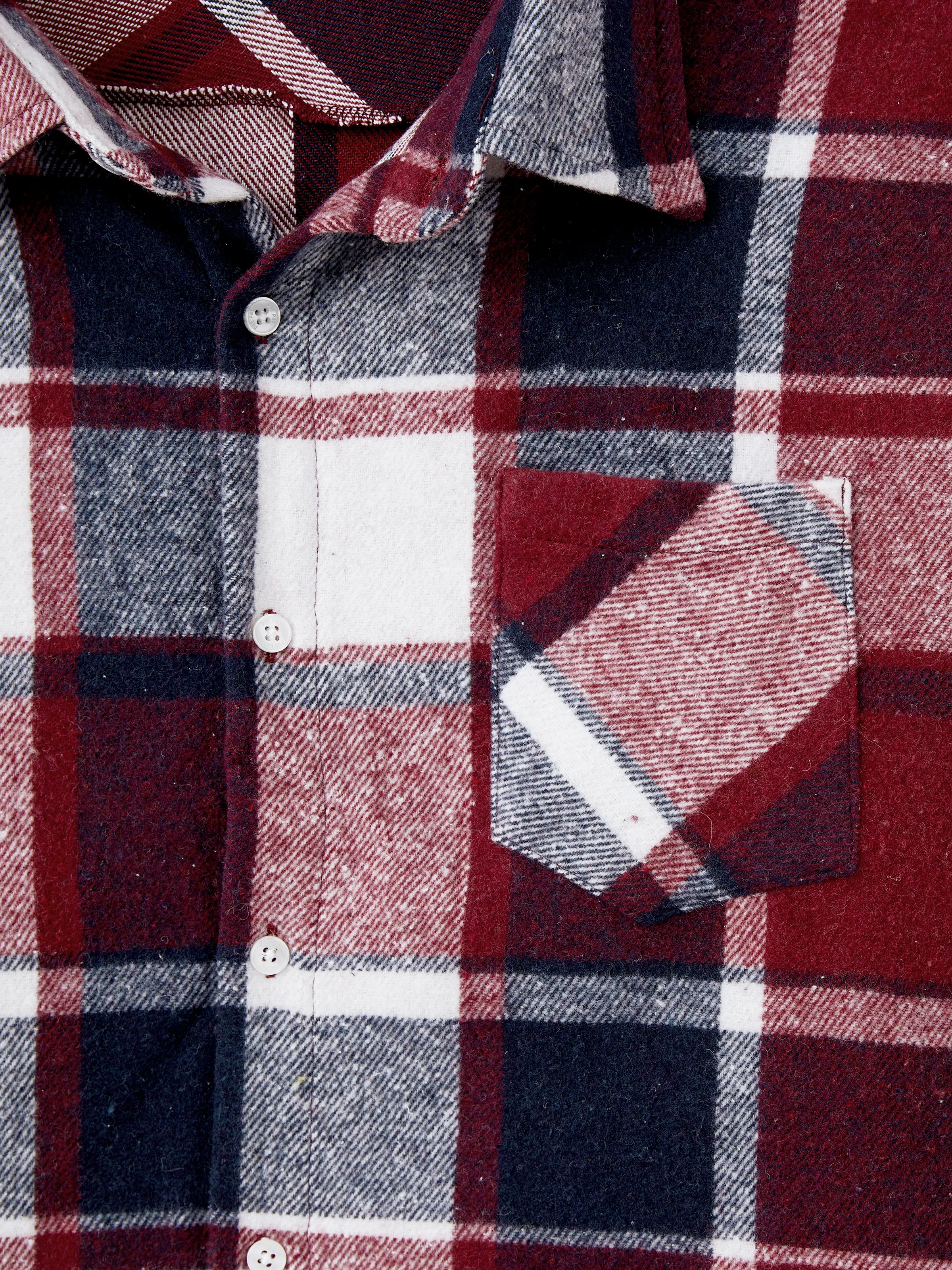 Family Matching Casual Long Sleeve Plaid Design Shirts and Knit Splicing Belted Dresses Sets WineRed - XNAUWBI