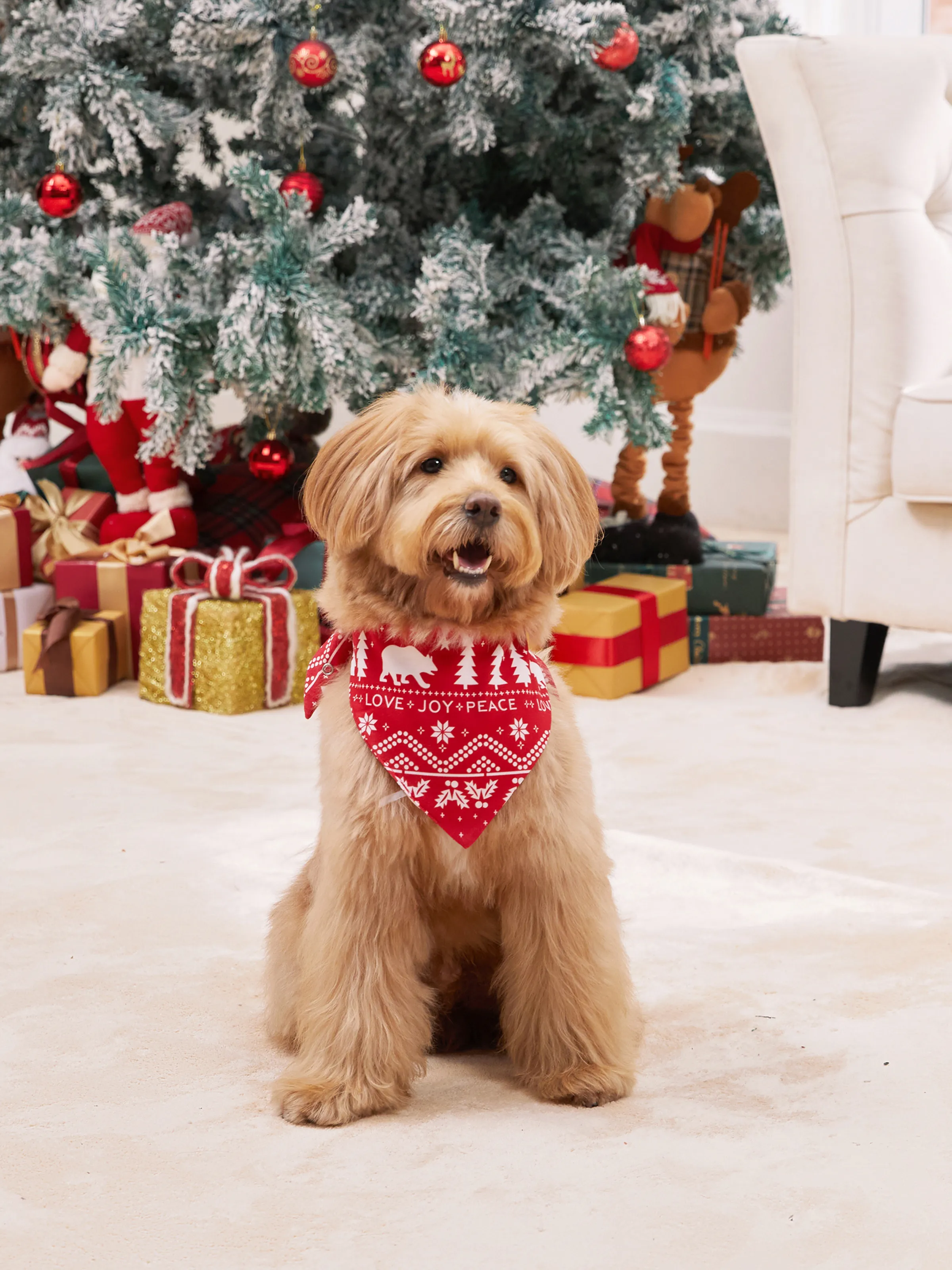 Traditional Christmas Print Family Matching Pajamas Sets with Christmas Socks Red - XNAUWBI