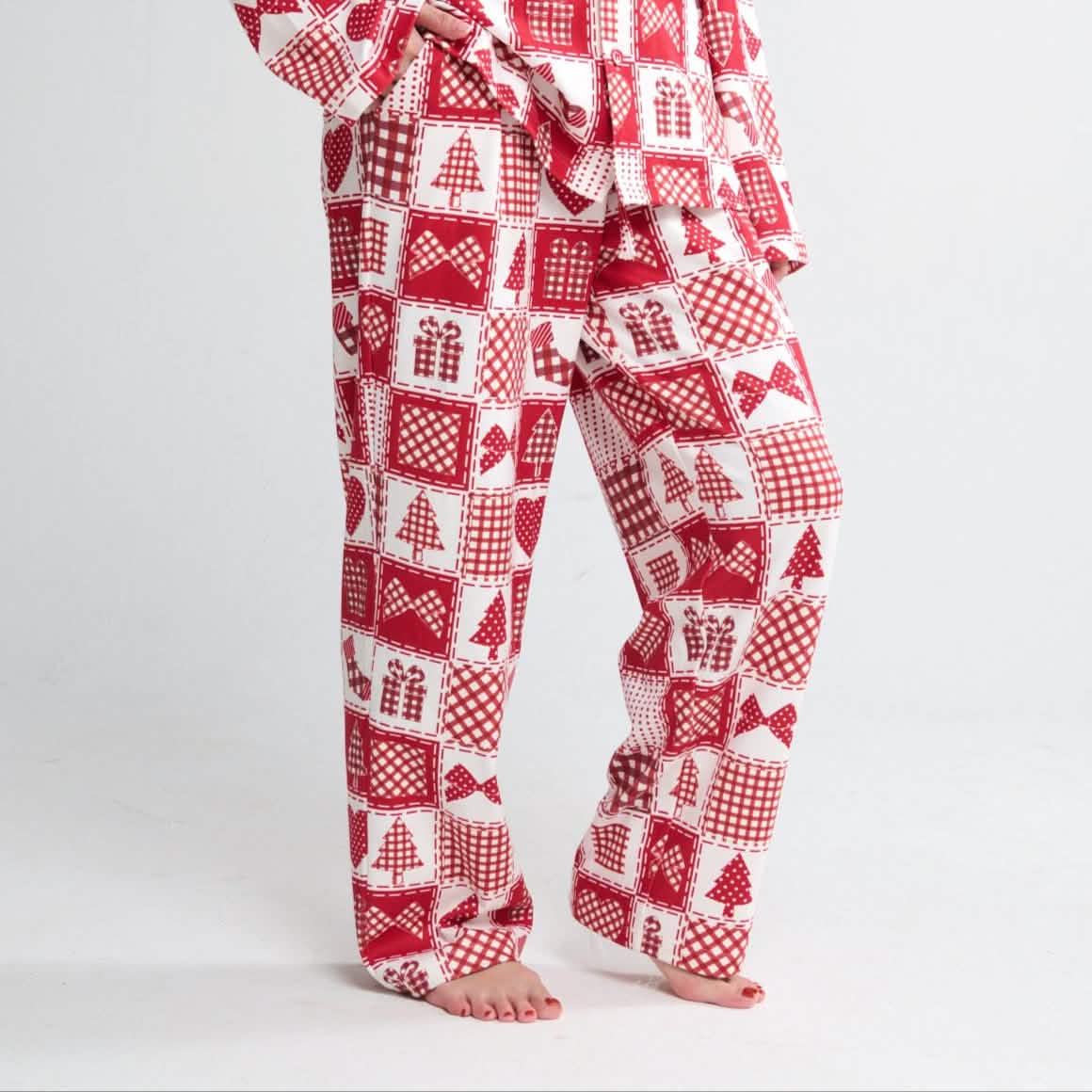 Human Pajama Pants - Festive Patchwork - XNAUWBI
