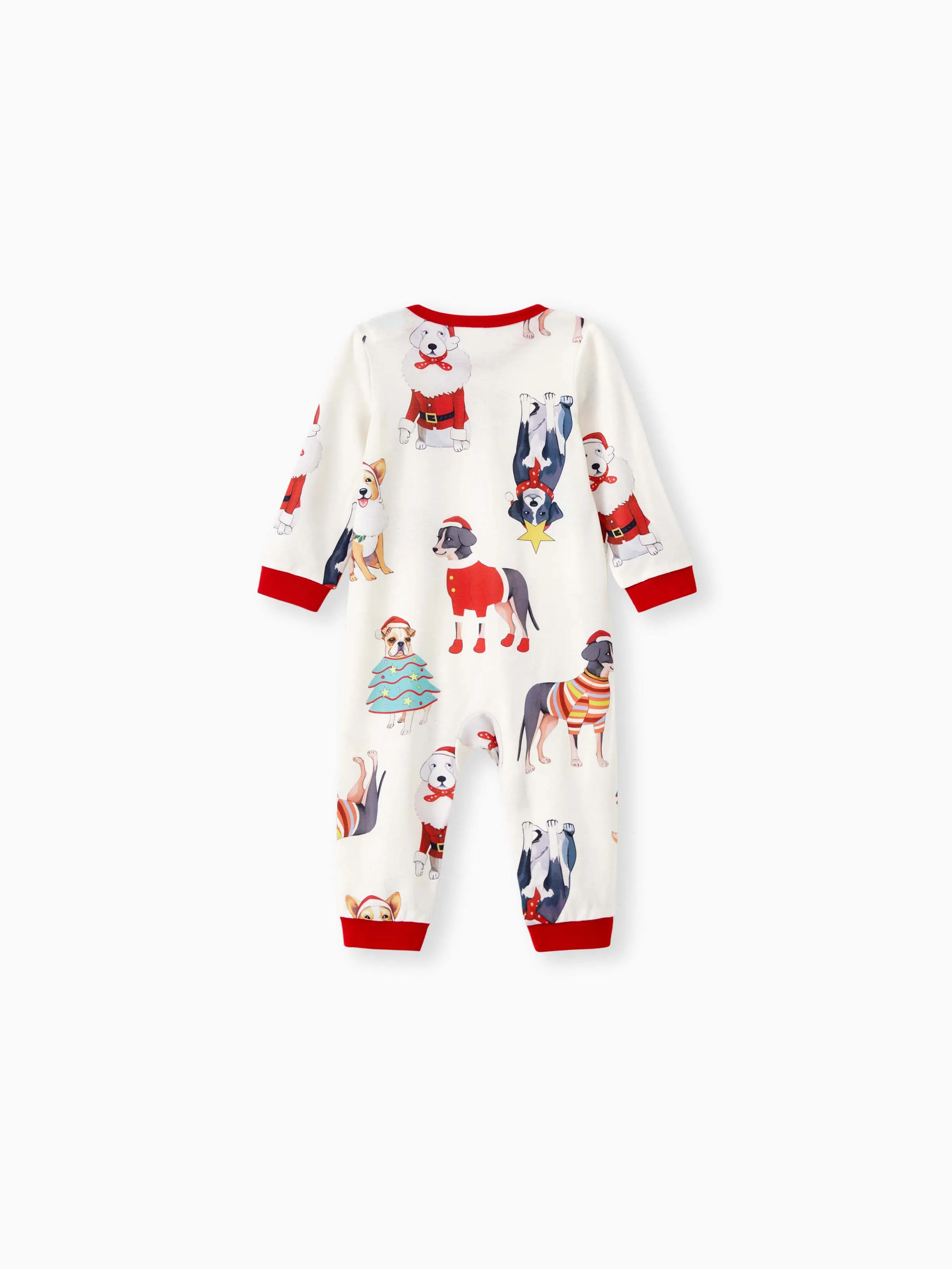 Christmas Pajamas Family Matching Cute Xmas Dog Collared Pajamas Sets with Christmas Socks LightApricot - XNAUWBI