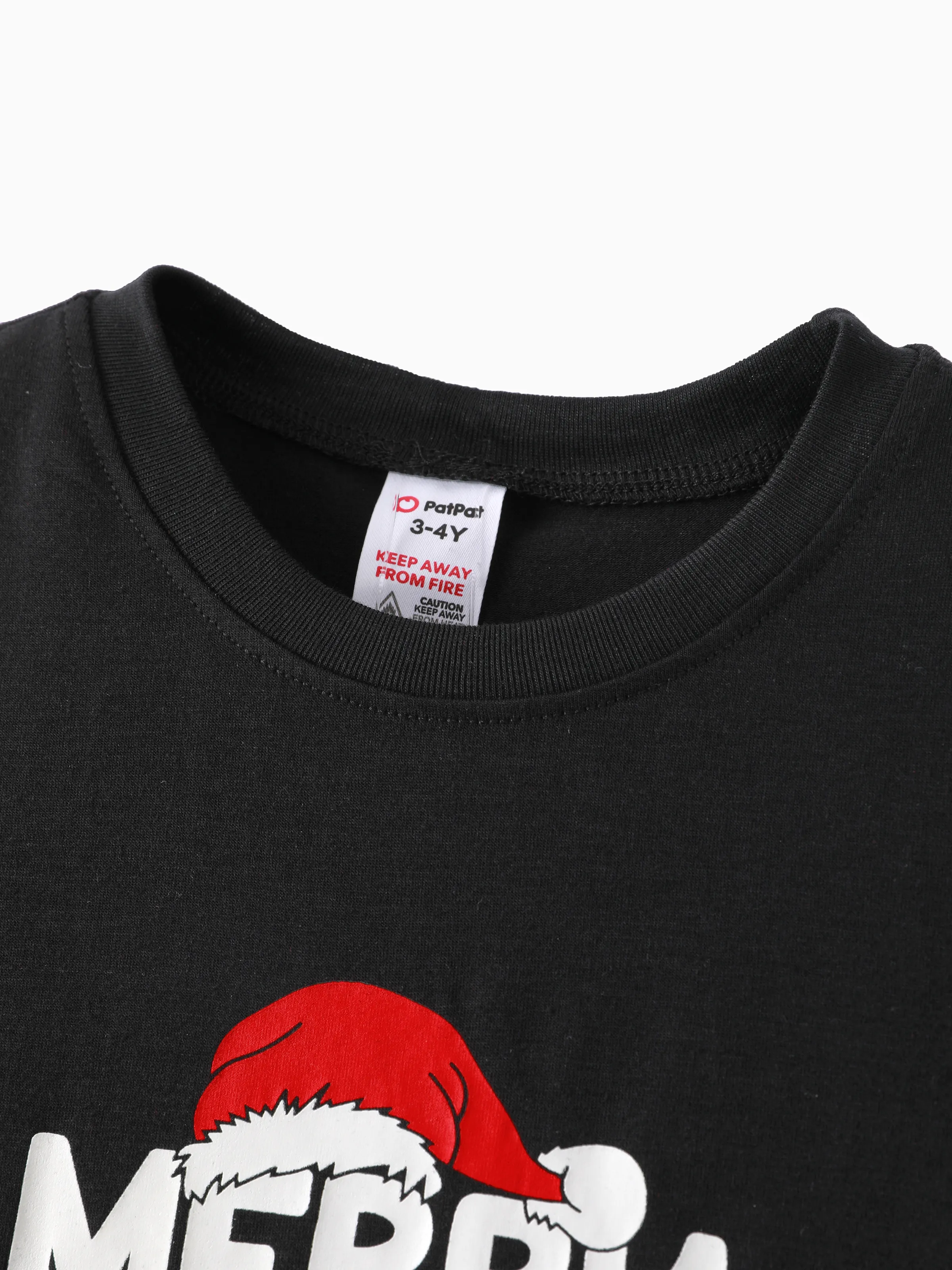 Christmas Family Matching Glow In The Dark Letters Print Long-sleeve Pajamas Sets with Christmas Socks Black+White - XNAUWBI