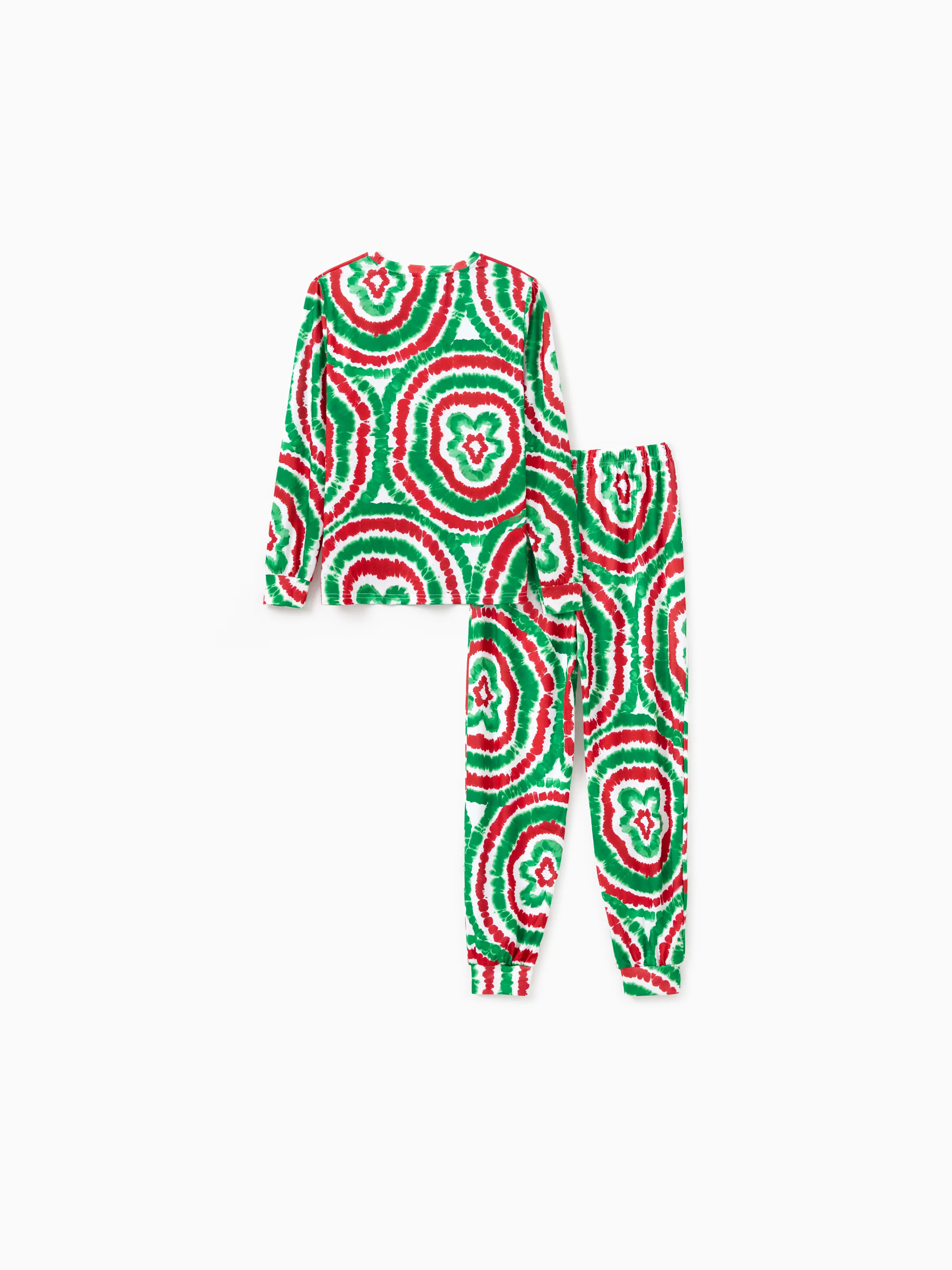 Christmas Family Red&Green Tie-Dye Gingerbread Man Pajamas Sets with Christmas Socks MultiColour - XNAUWBI