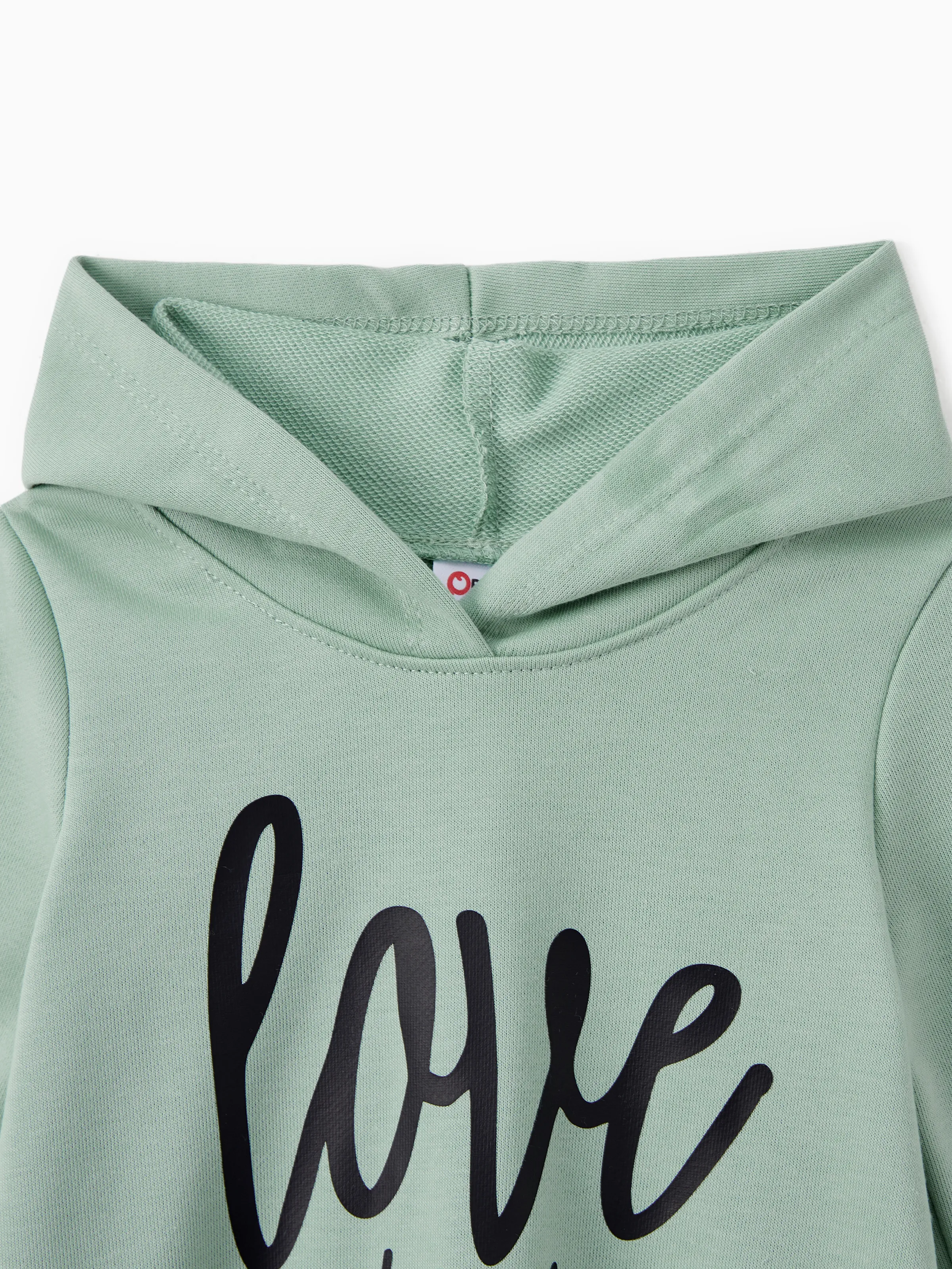 Mommy and Me Letter Print Green Long-sleeve Hoodie Dresses Light Green - XNAUWBI