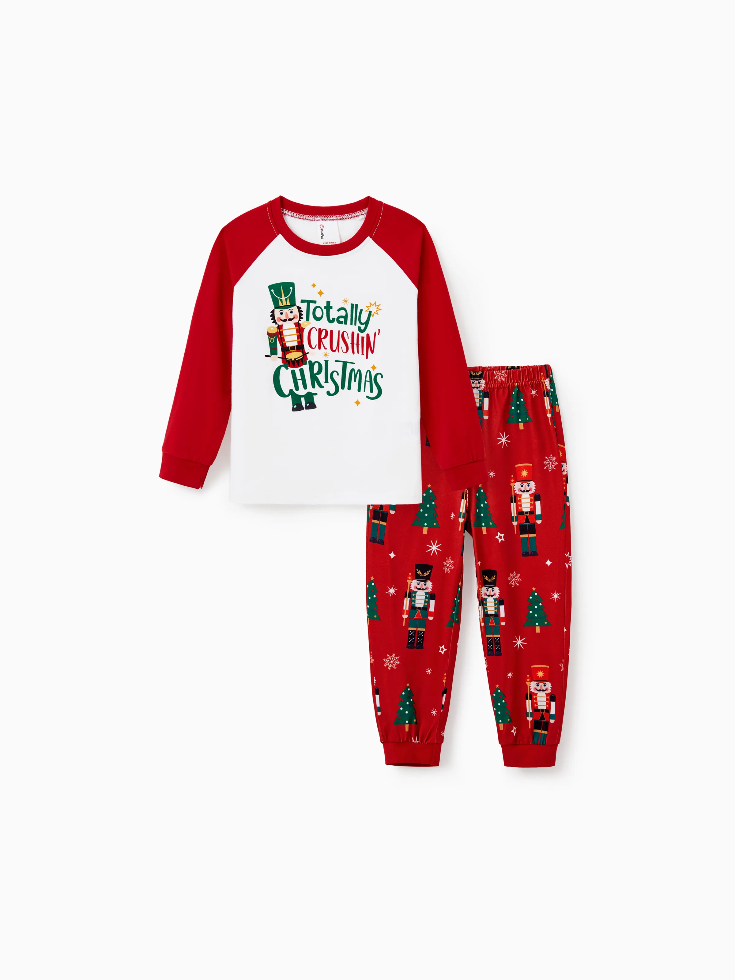 Christmas Matching Family Pajamas Set Nutcracker Print PJS with Christmas Socks Red - XNAUWBI