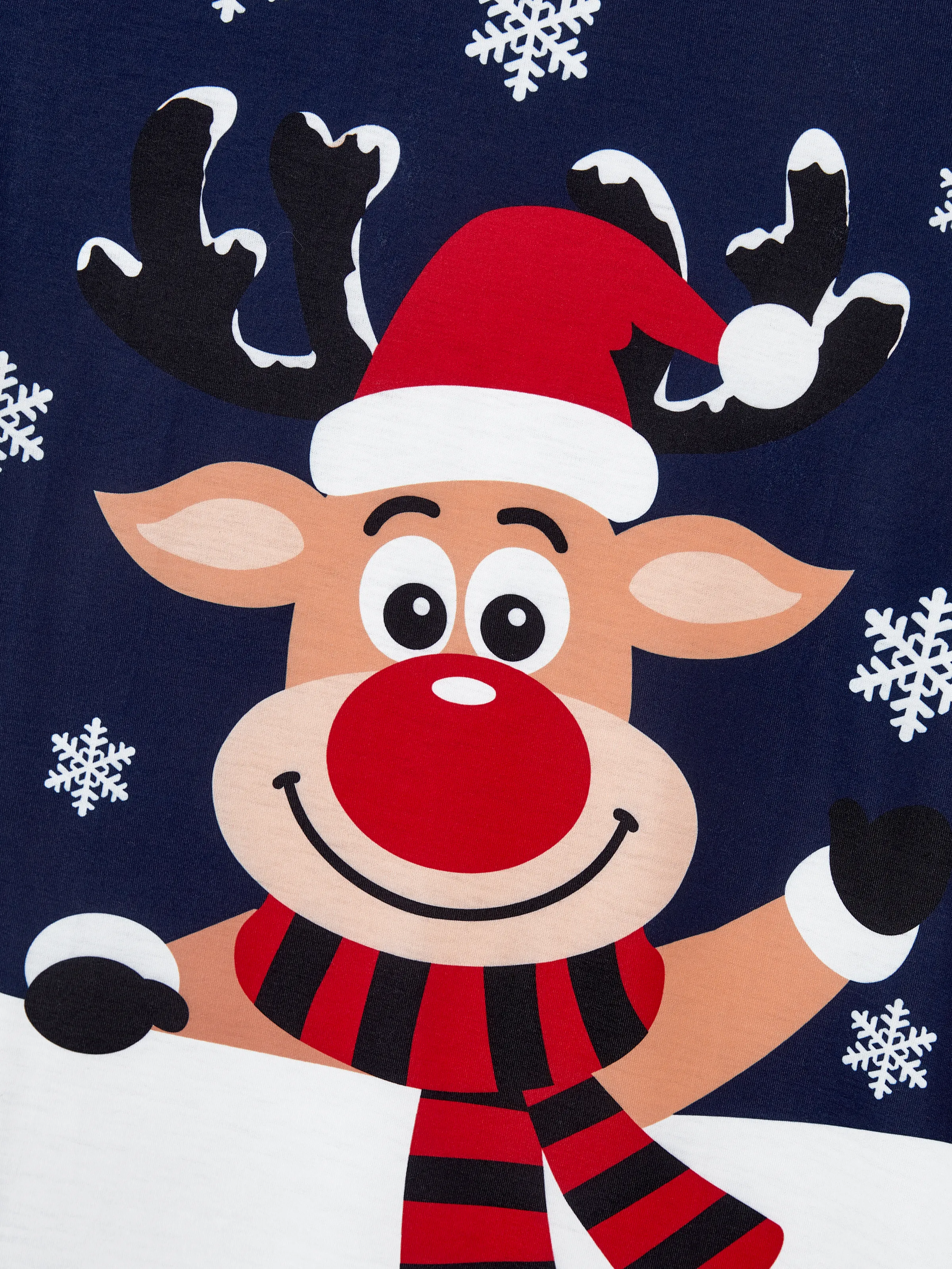 Christmas Matching Family Pajamas Set Reindeer and Snowflake Print PJS Deep Blue - XNAUWBI