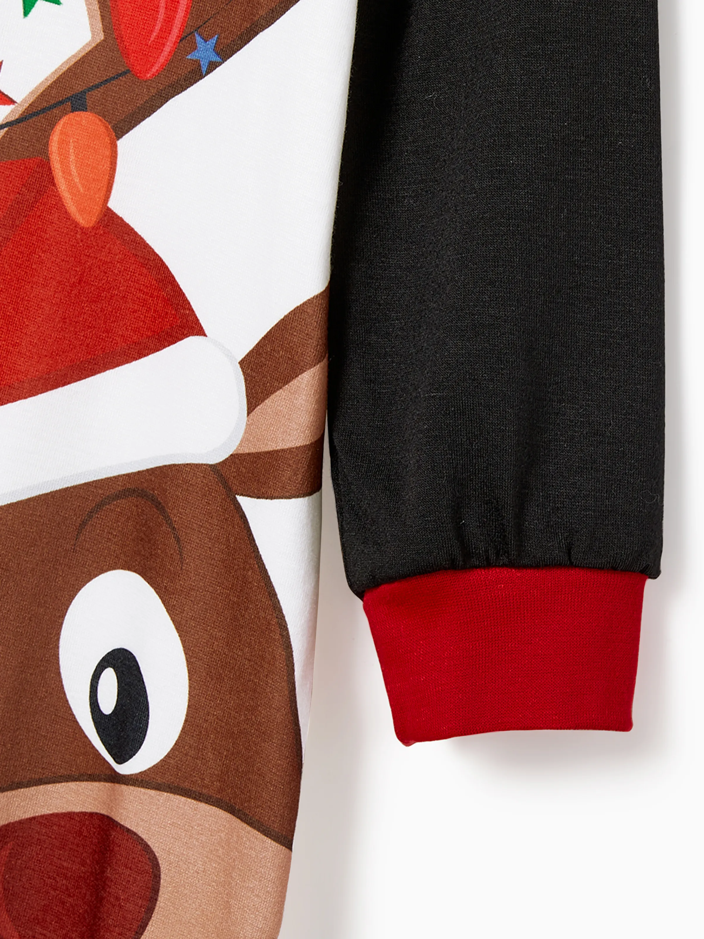 Christmas Reindeer Print Family Matching Pajamas Sets with Christmas Socks Black - XNAUWBI