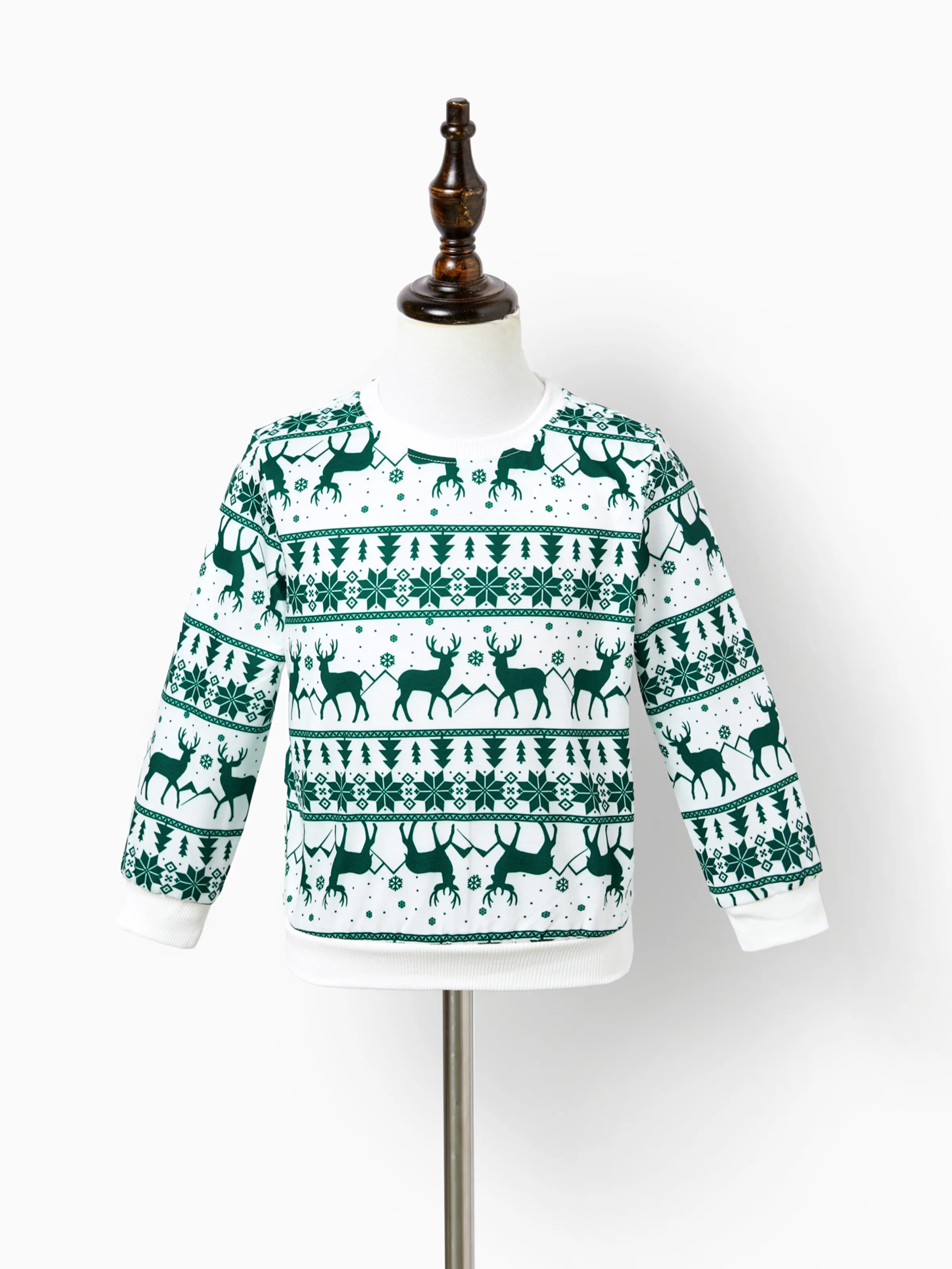 Christmas Family Matching Green Festival Theme Print Tops and Mesh Splicing Dresses Sets Green - XNAUWBI