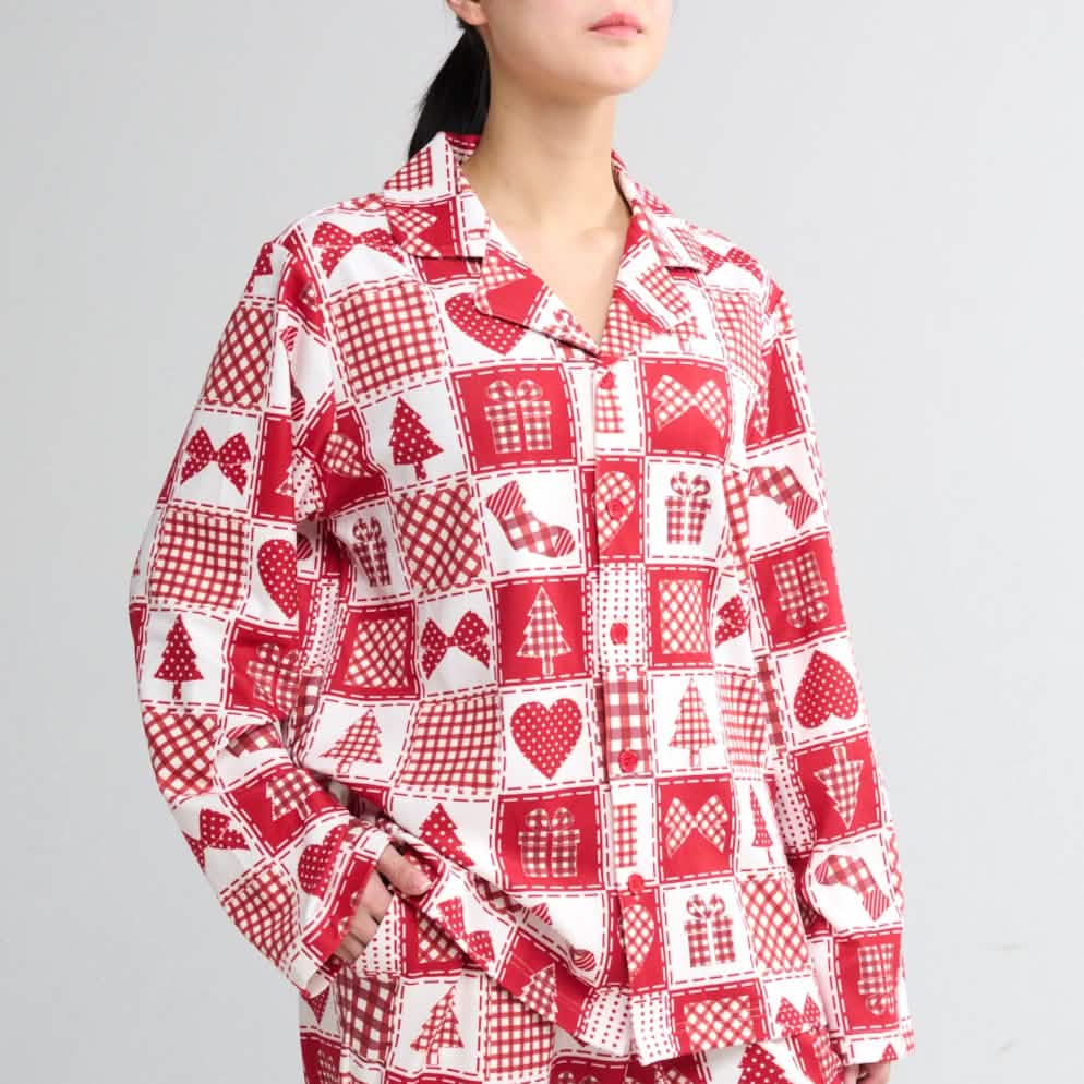 Human Pajama Top - Festive Patchwork - XNAUWBI