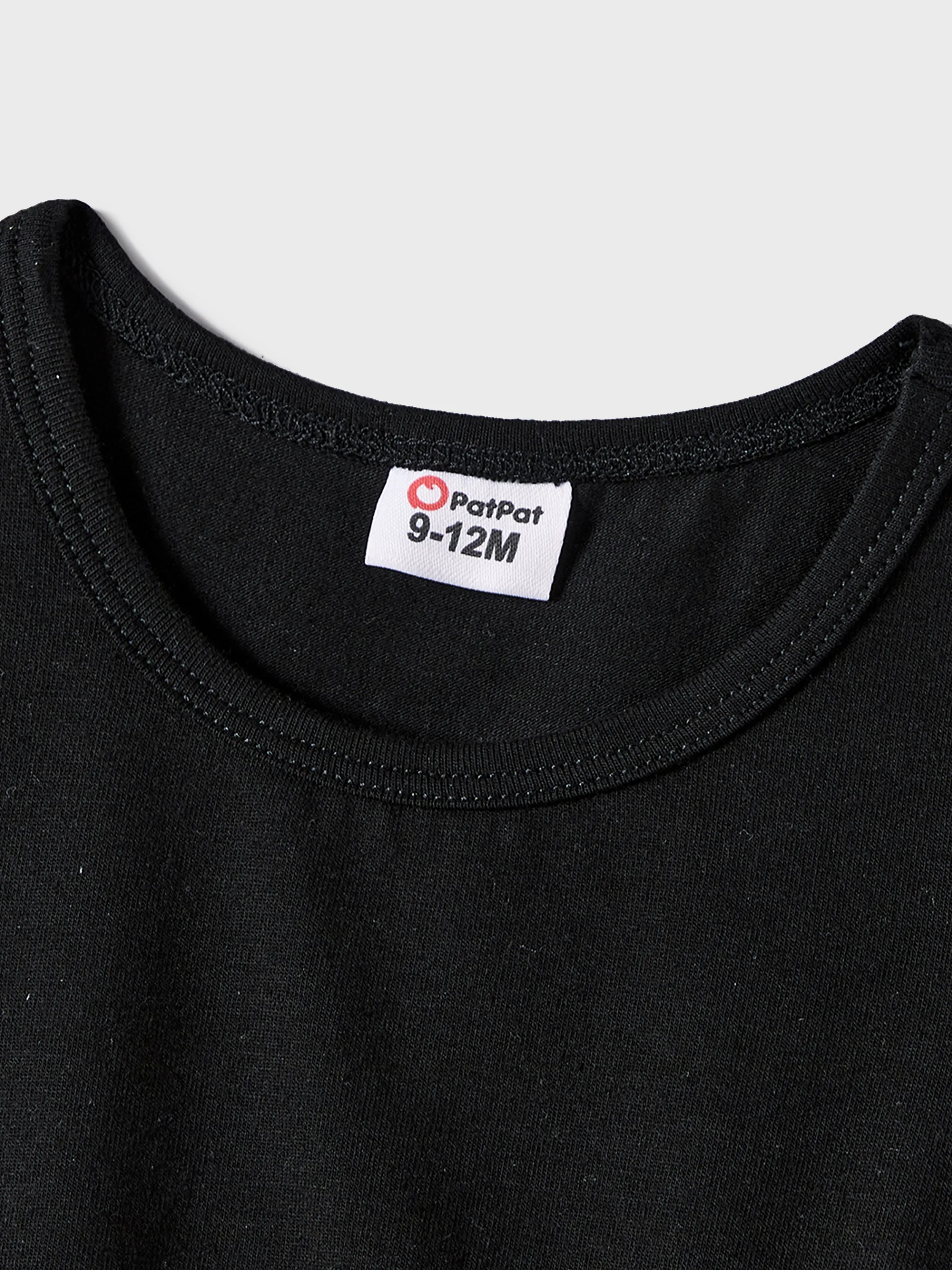 Family Matching Black-Almond Mesh Skirt and Classic Round Neck Long Sleeve Tops Sets Black - XNAUWBI