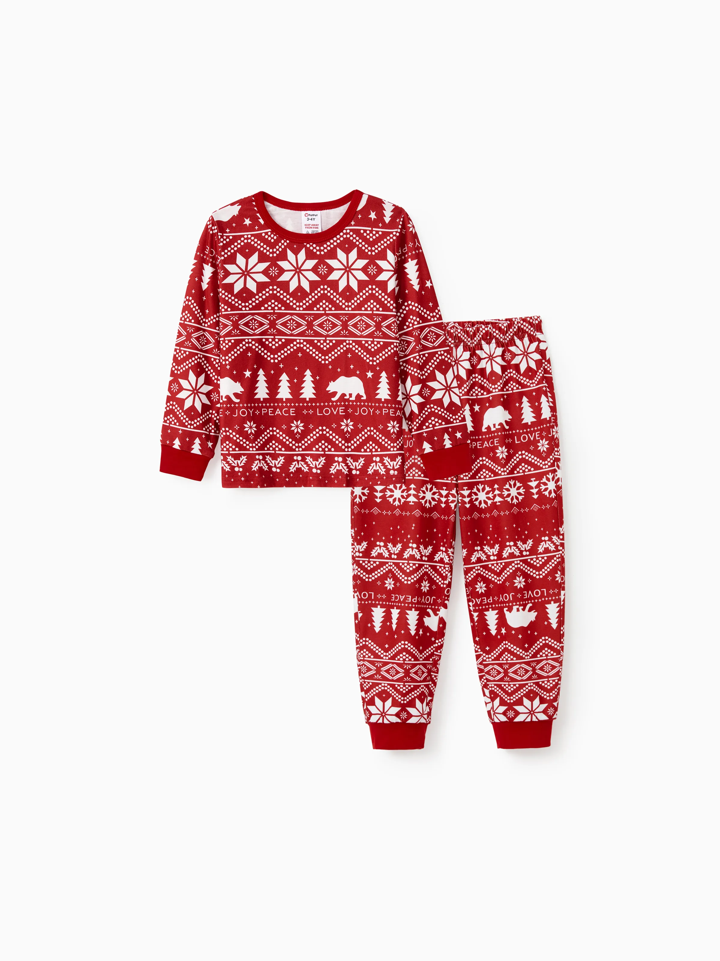 Traditional Christmas Print Family Matching Pajamas Sets with Christmas Socks Red - XNAUWBI