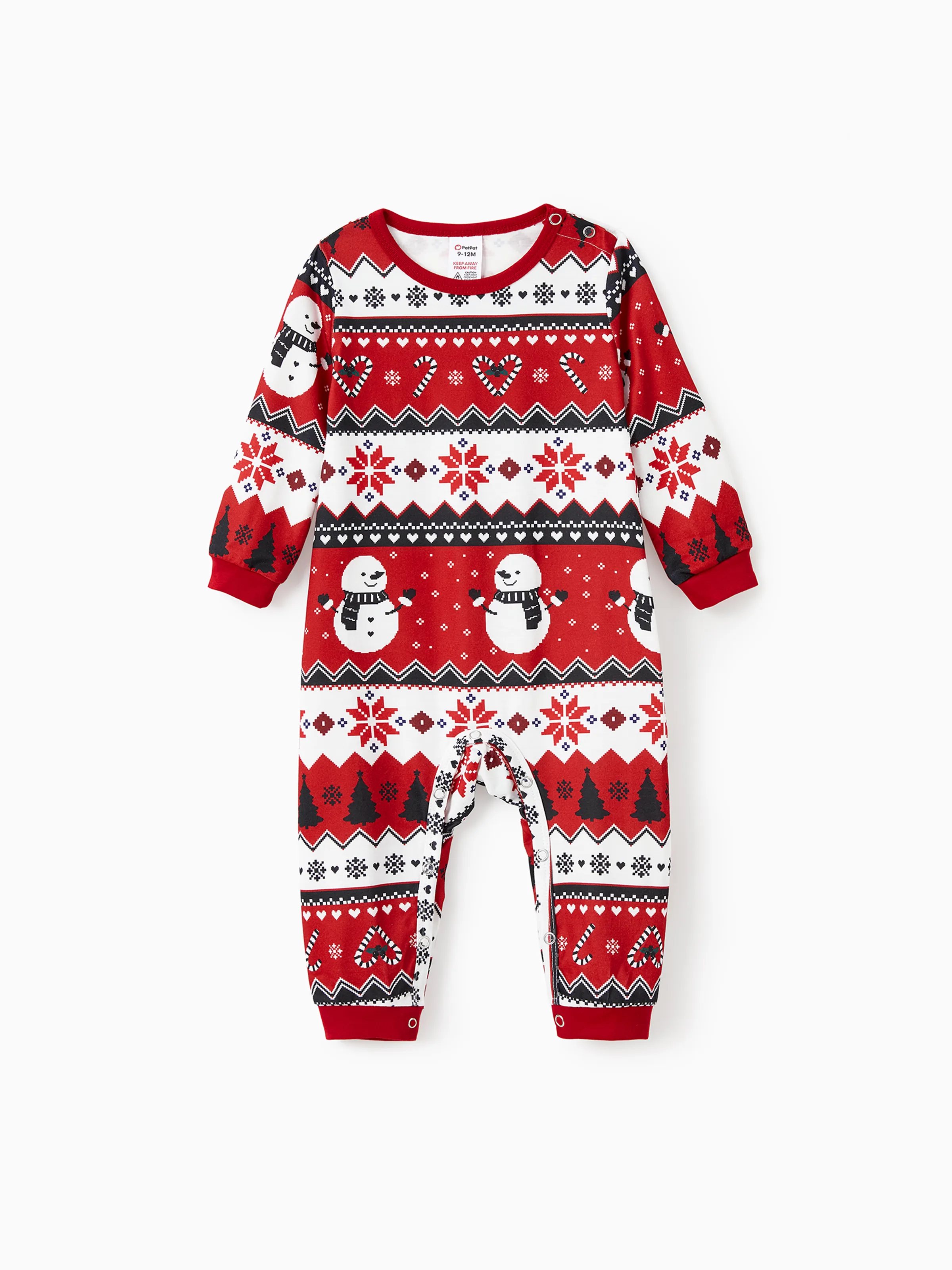 Christmas Family Pajamas Set Snowman Print Long-sleeve PJS with Christmas Socks Black - XNAUWBI