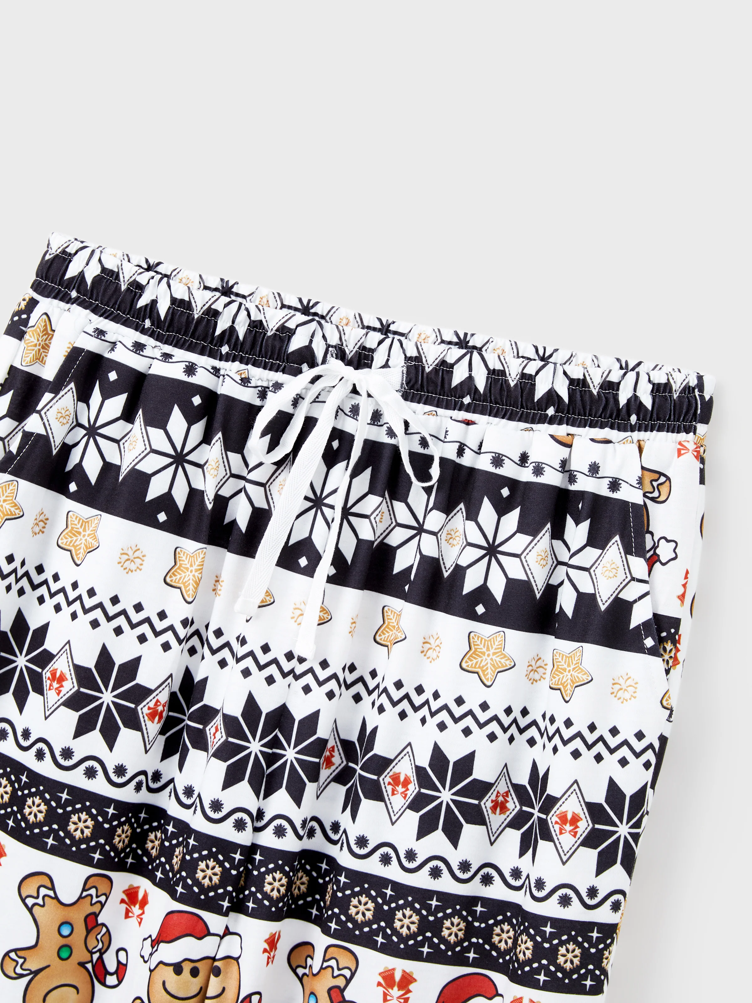 Christmas Family Matching Raglan Sleeves Gingerbread Man Pajamas Sets with Drawstring and Pockets with Christmas Socks red/black - XNAUWBI