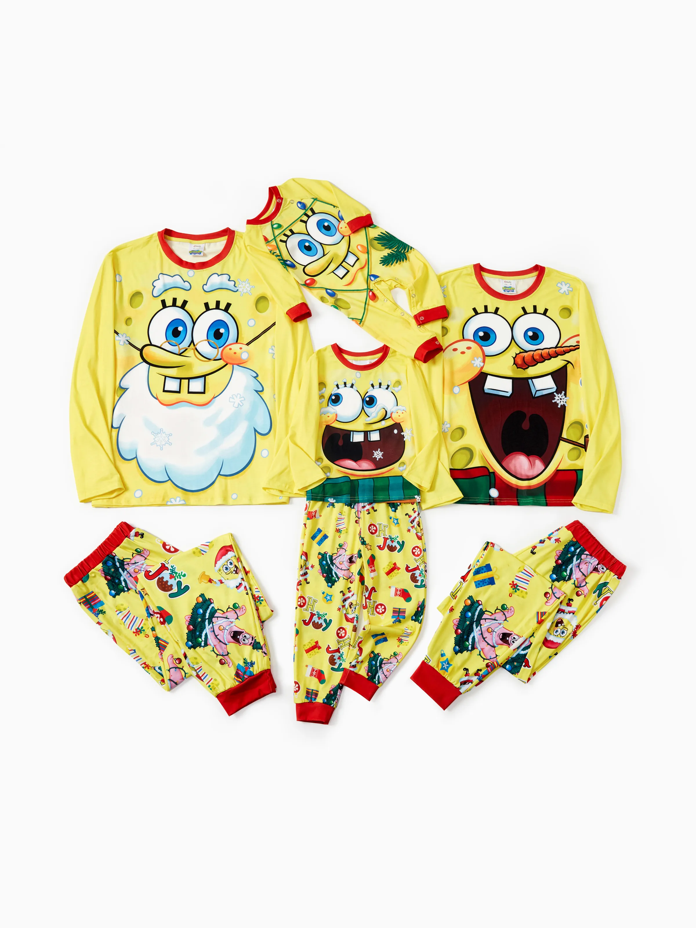 SpongeBob SquarePants Christmas Family matching Print Pajamas Sets with Christmas Socks - XNAUWBI