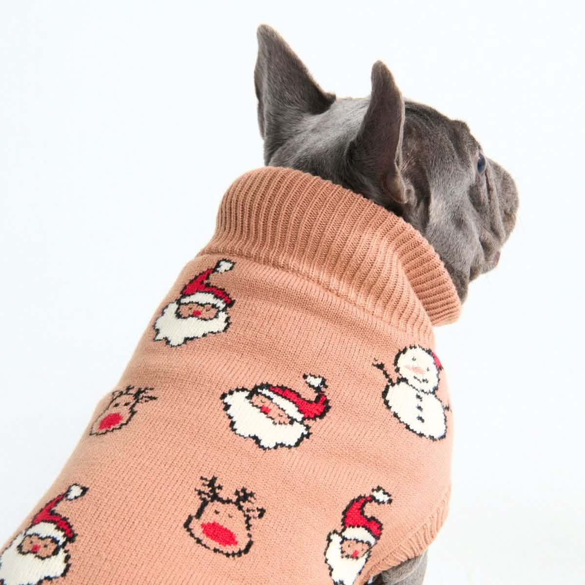Christmas Knit Dog Sweater - Santa & Rudolph - XNAUWBI