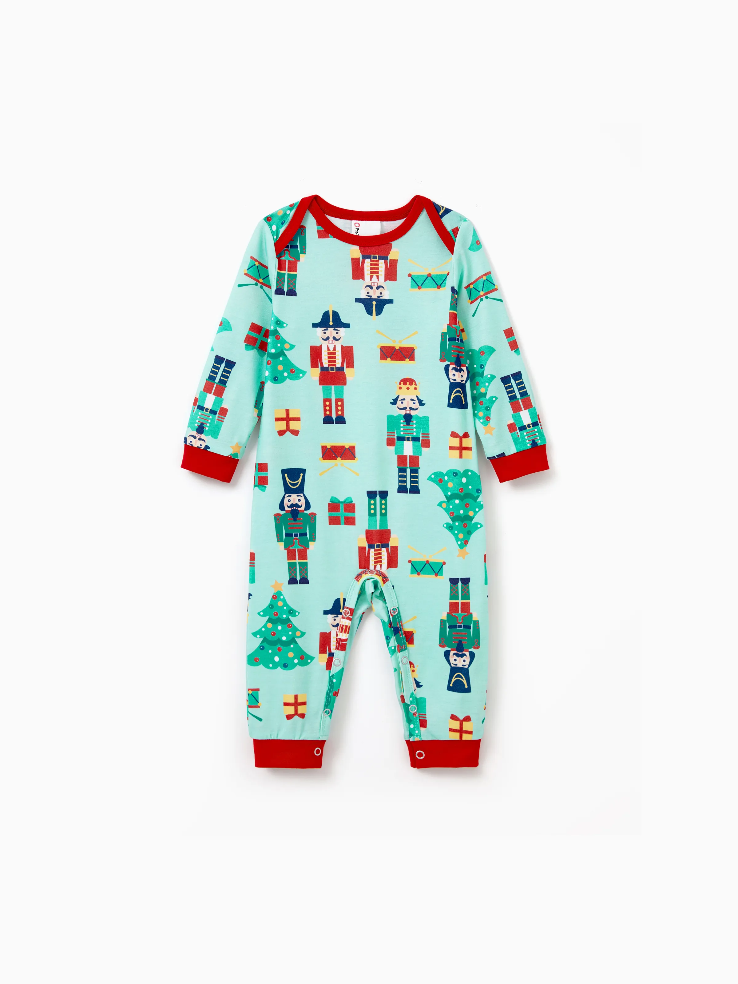 Christmas Matching Family Pajamas Set Soldier and Christmas Tree Print PJS with Christmas Socks Pale Green - XNAUWBI