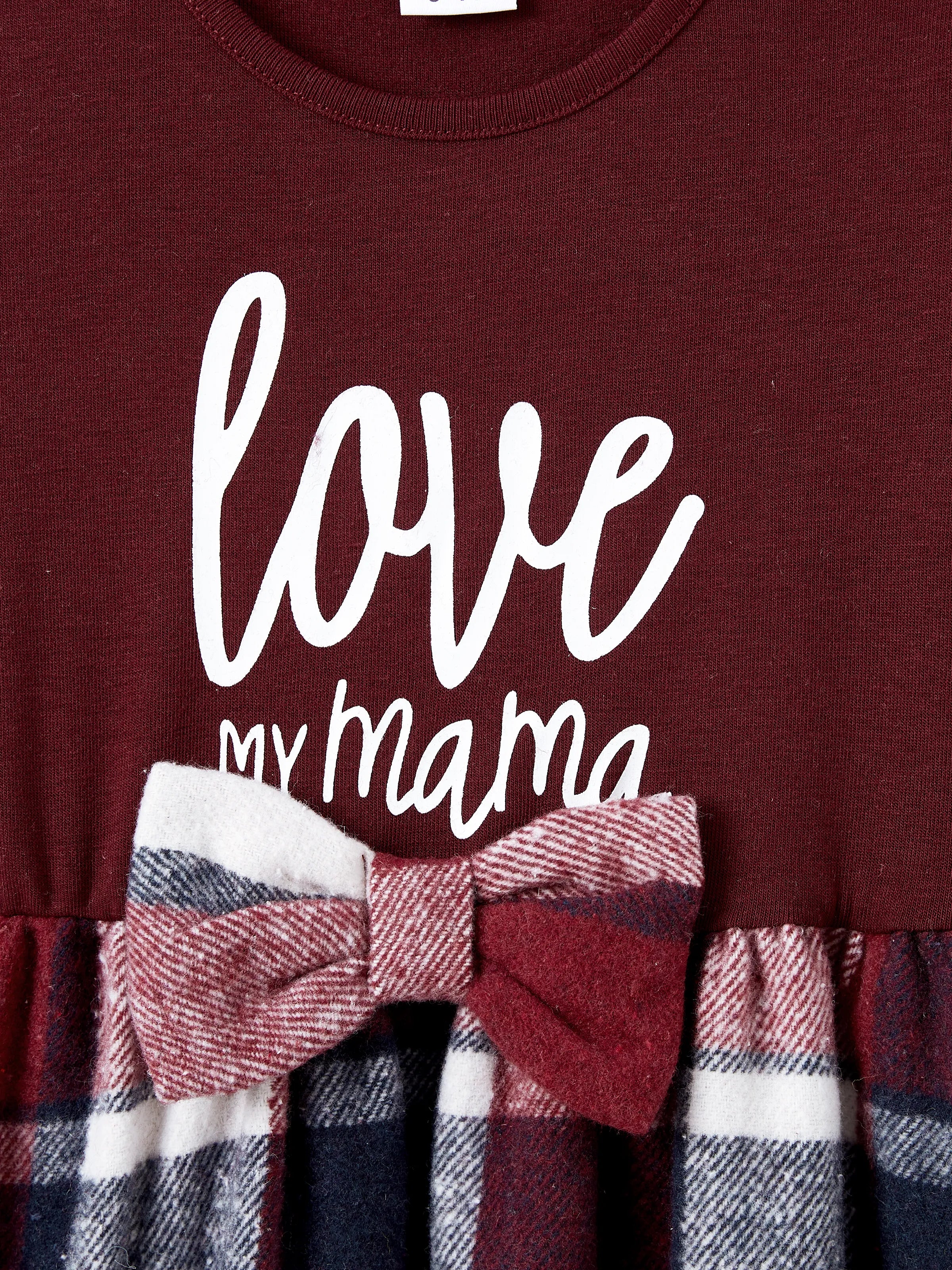 Family Matching Casual Long Sleeve Plaid Design Shirts and Knit Splicing Belted Dresses Sets WineRed - XNAUWBI