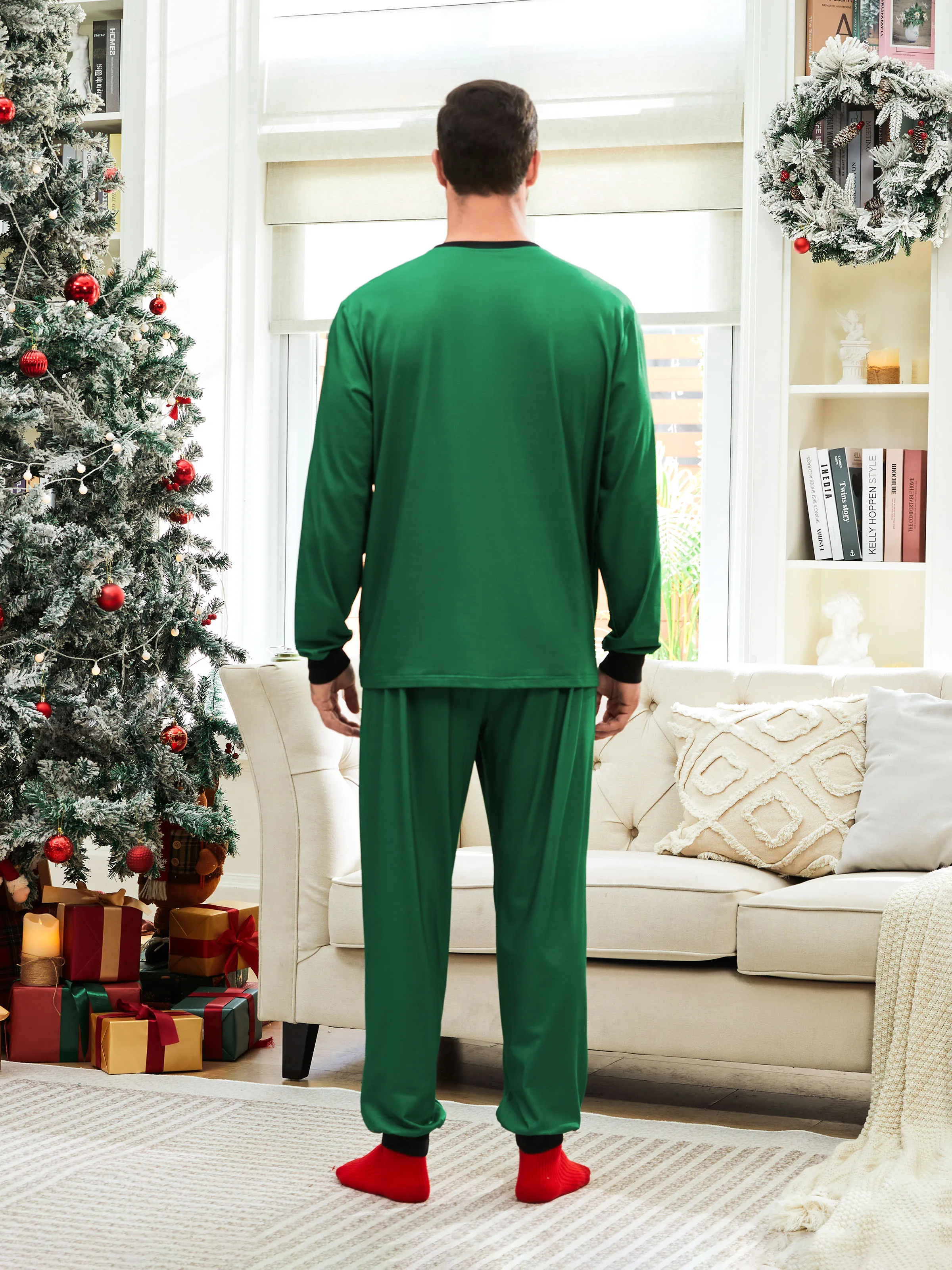 ELF Christmas Family Matching Belt and Collar Pajamas Sets with Christmas Socks - XNAUWBI