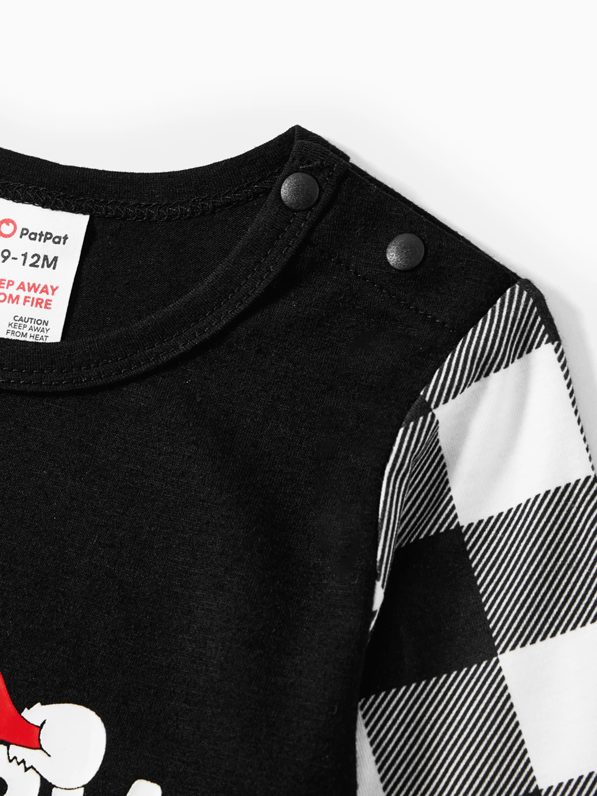 Christmas Family Matching Glow In The Dark Letters Print Long-sleeve Pajamas Sets with Christmas Socks Black+White - XNAUWBI