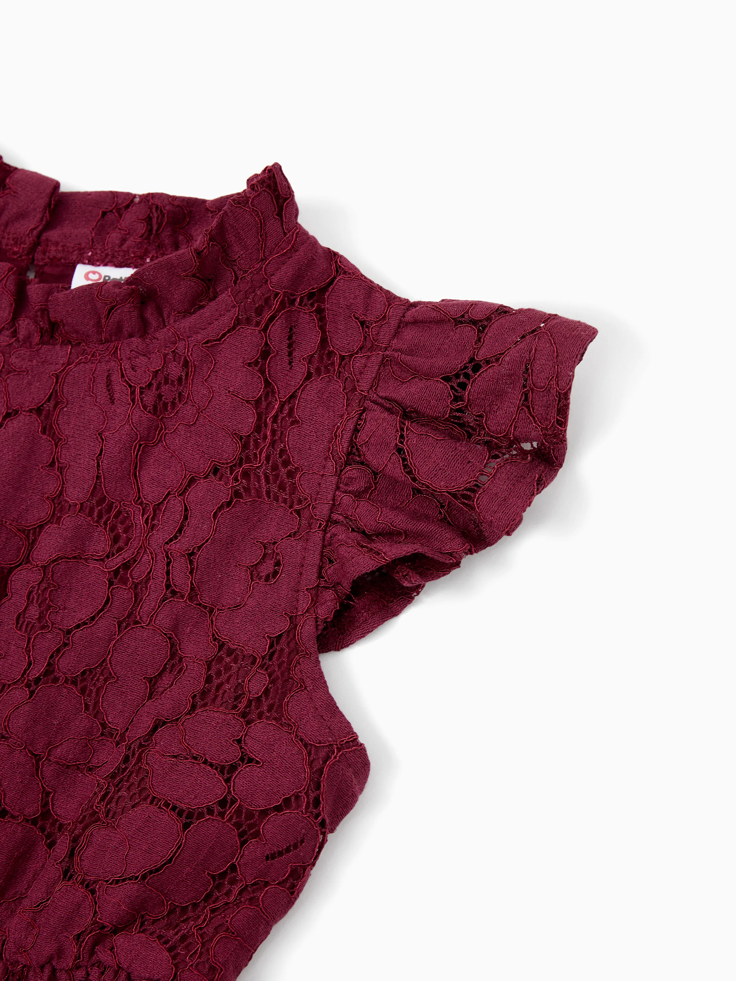 Family Matching Sets Plaid Shirt or Red Wine Lace Ruffle Sleeve A-Line Dress WineRed - XNAUWBI