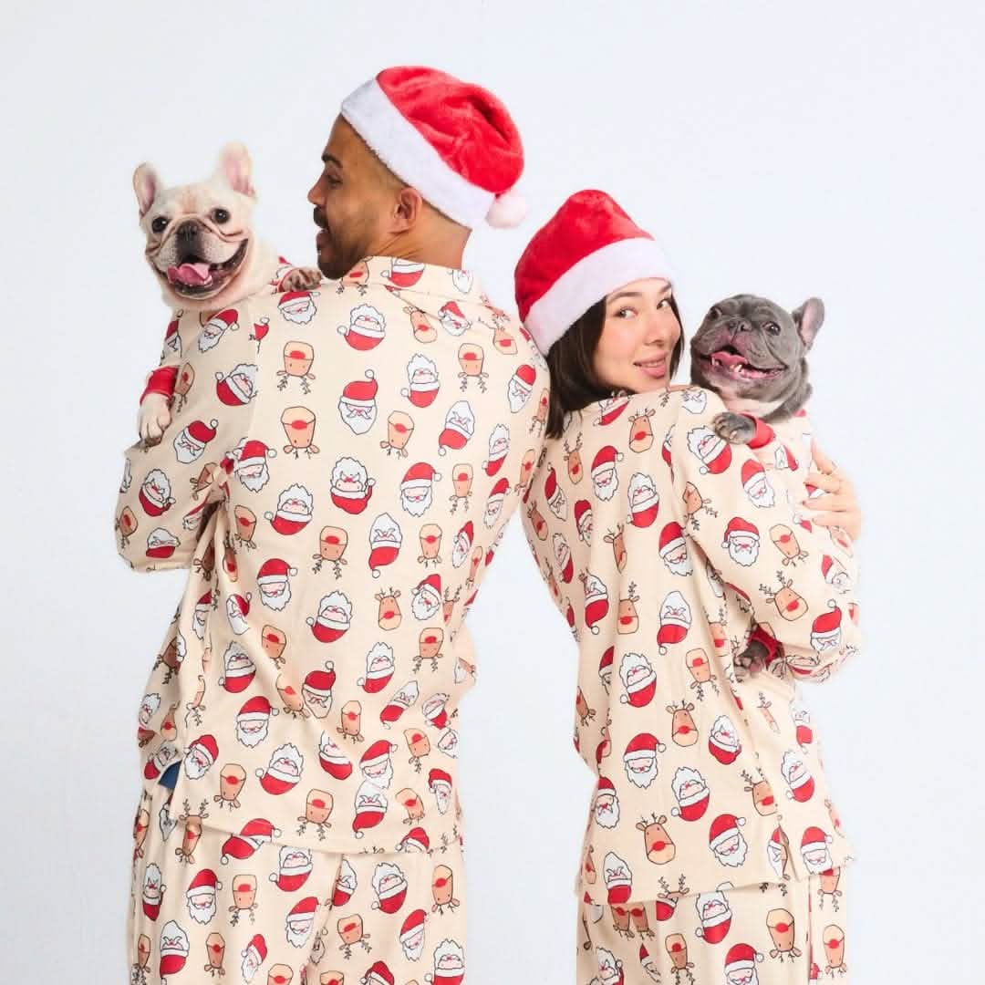 Christmas Pajama Top -  Santa and Rudolph - XNAUWBI
