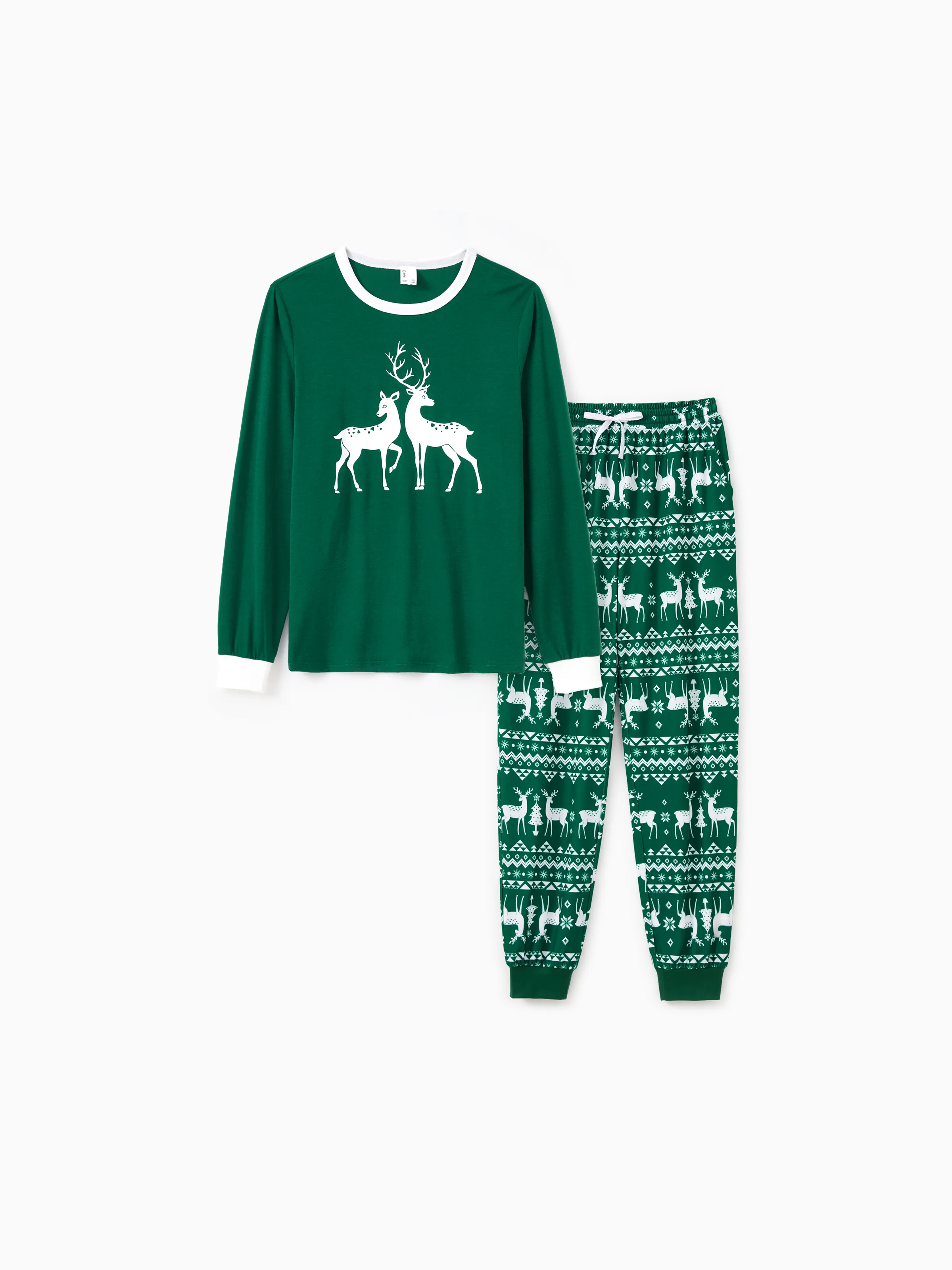 Christmas Family Matching Glow in the Dark Reindeer Tops Allover Pattern Pants Pajamas Sets with Christmas Socks blackishgreen - XNAUWBI