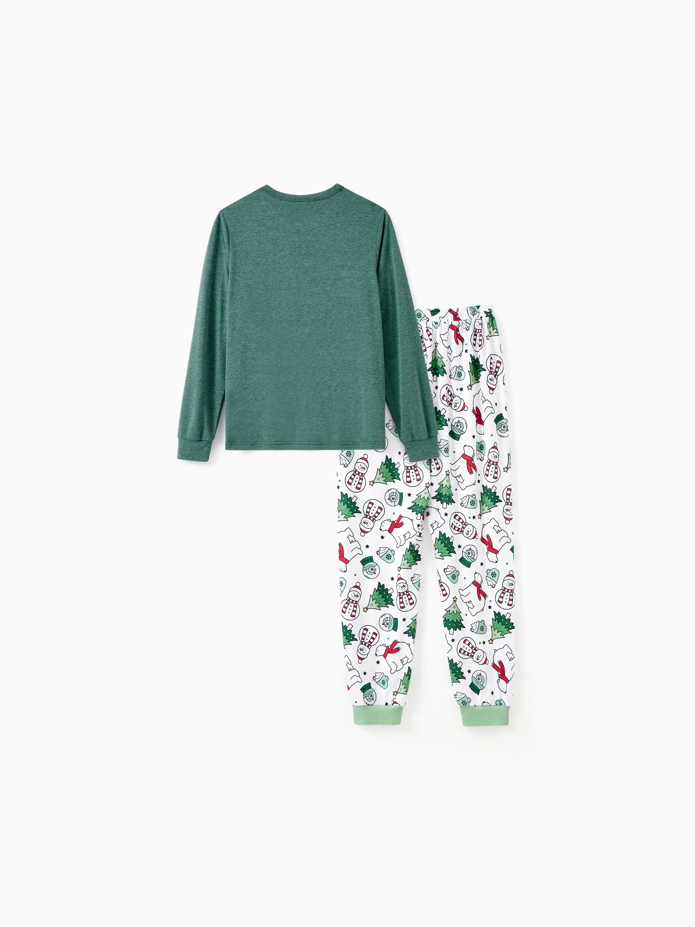 Christmas Family Matching Long Sleeves Very Merry Green Tops Allover Pattern Pants Pajamas Sets with Christmas Socks MediumSpringGreen - XNAUWBI