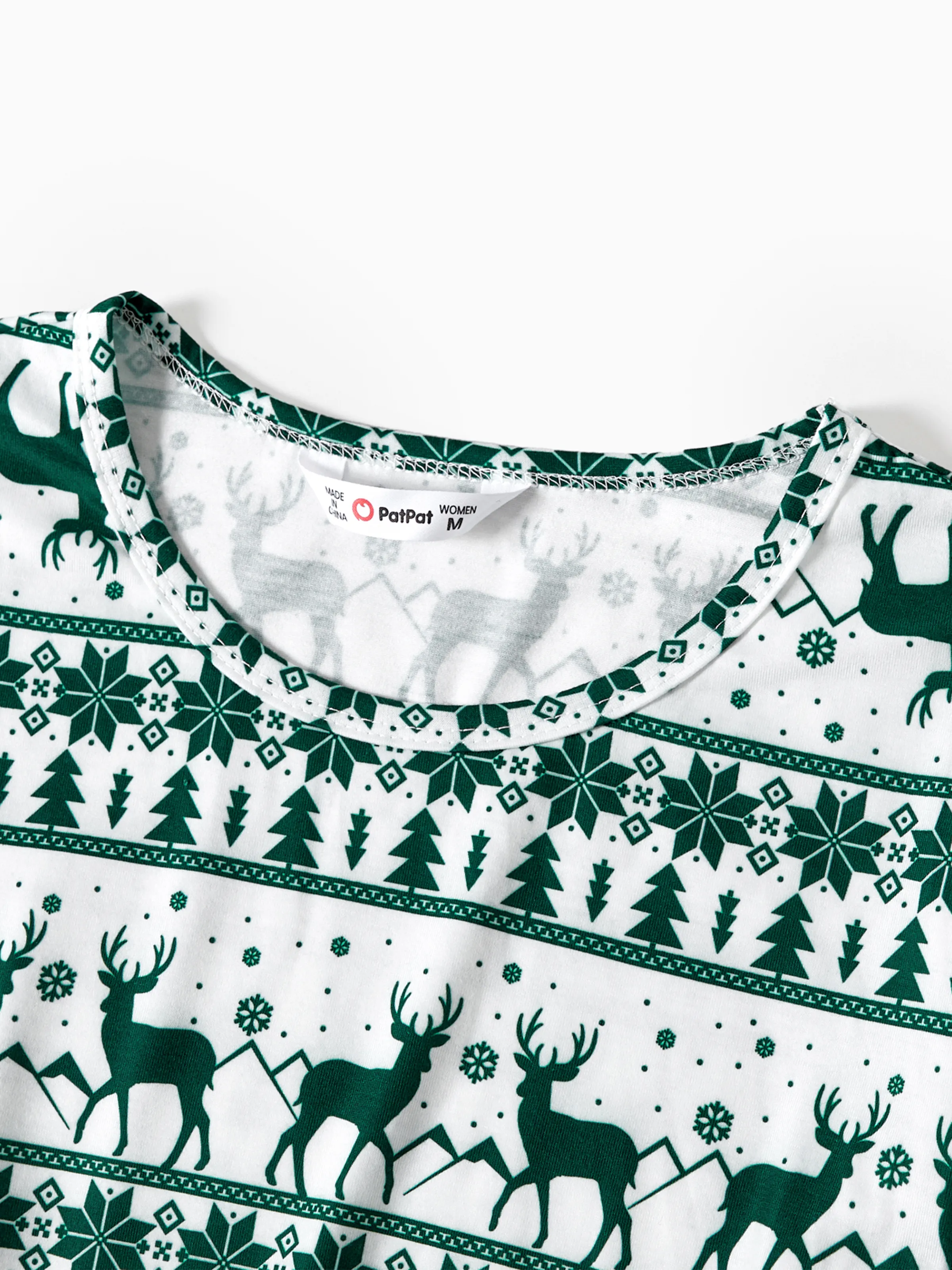 Christmas Family Matching Green Festival Theme Print Tops and Mesh Splicing Dresses Sets Green - XNAUWBI