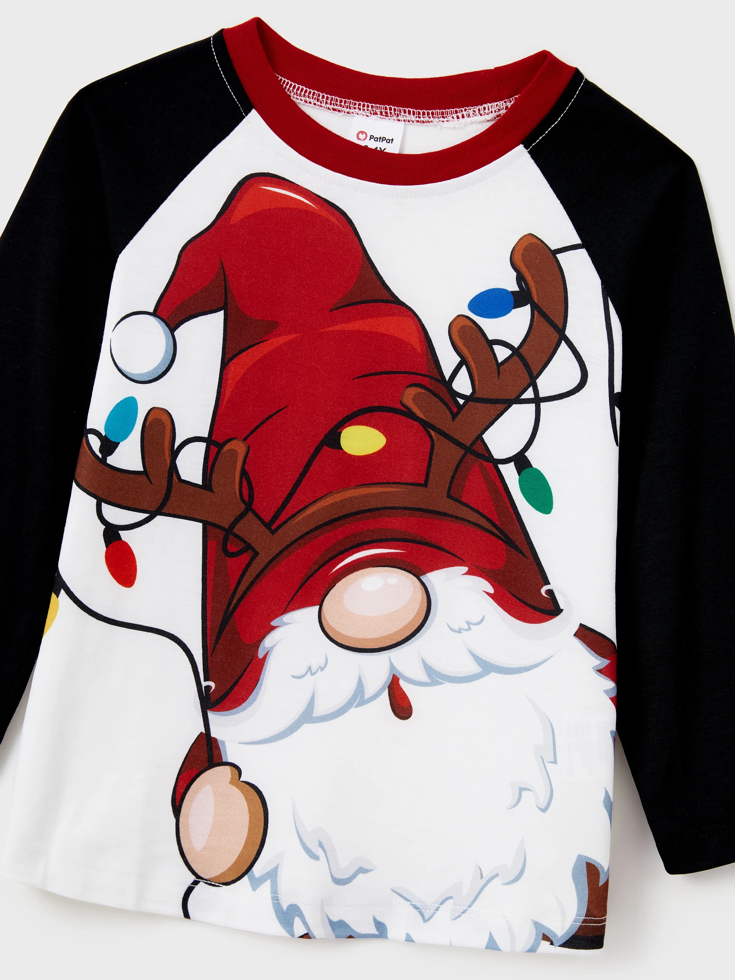 Christmas Family Matching Santa Print Raglan Sleeves Pajamas Sets with Christmas Socks (SGS Certied Safety) Red - XNAUWBI