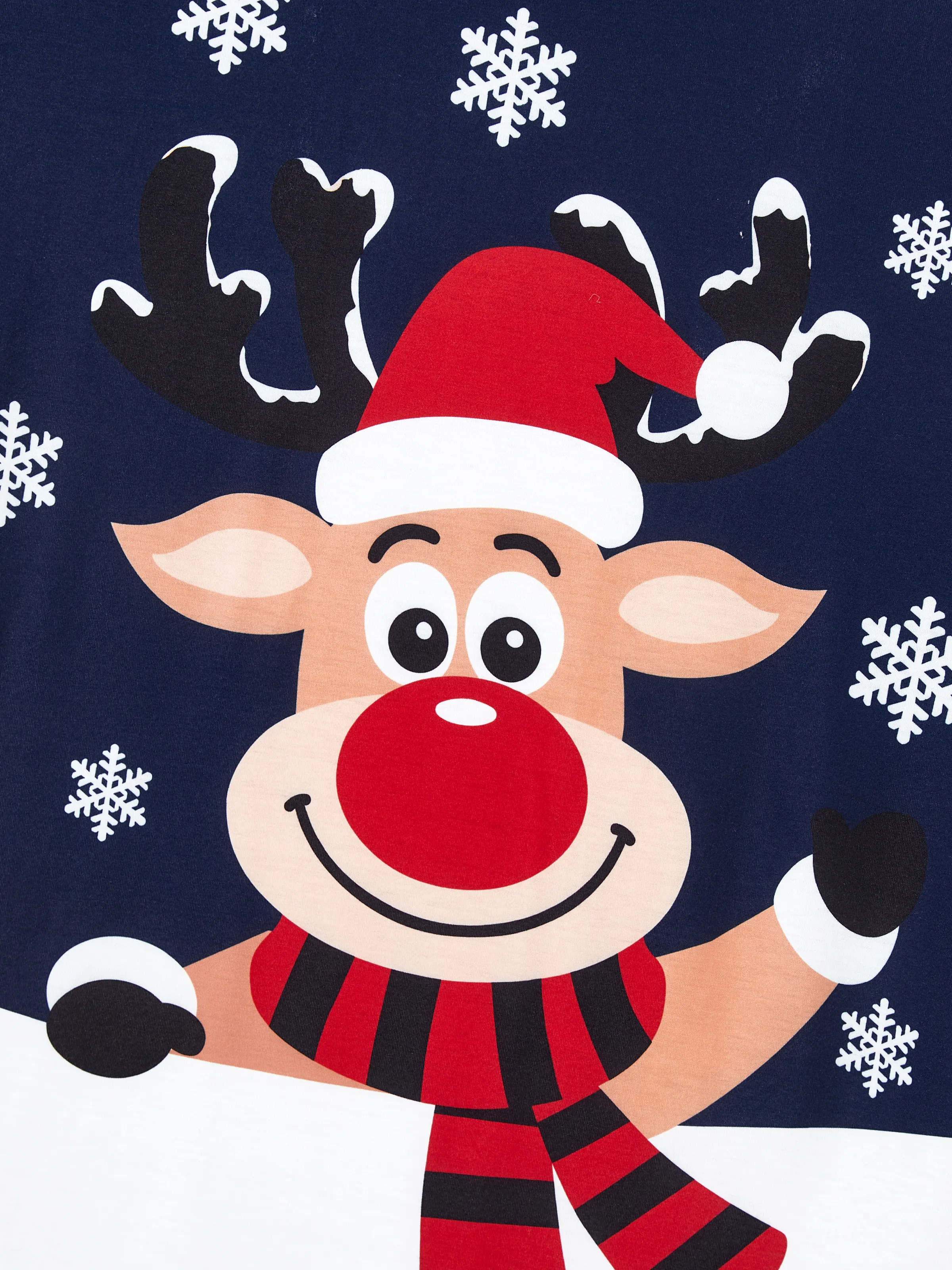 Christmas Matching Family Pajamas Set Reindeer and Snowflake Print PJS Deep Blue - XNAUWBI