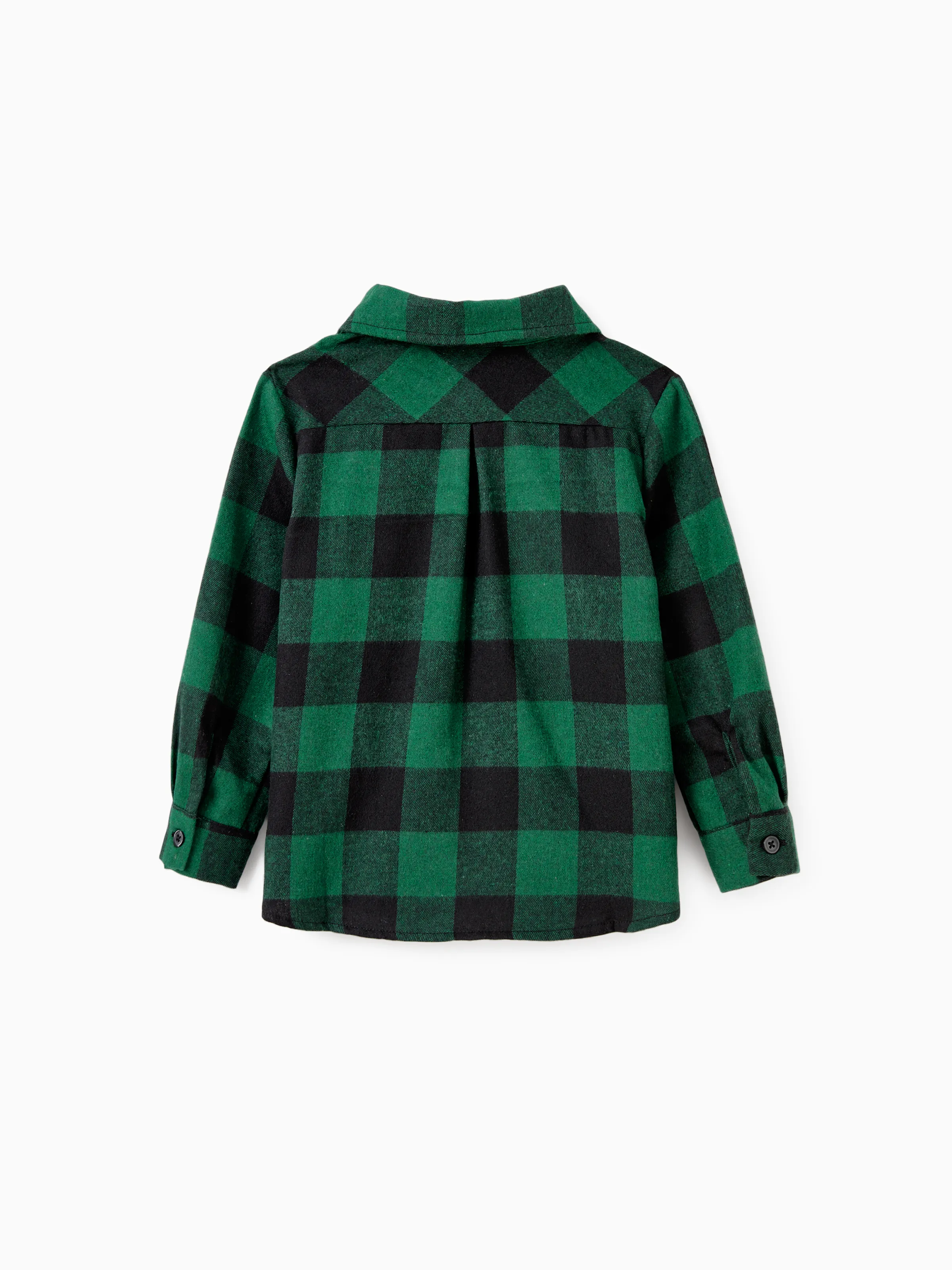 Family Matching Sets Green Plaid Long Sleeves Shirt or Tulle Mesh Dress DarkGreen - XNAUWBI