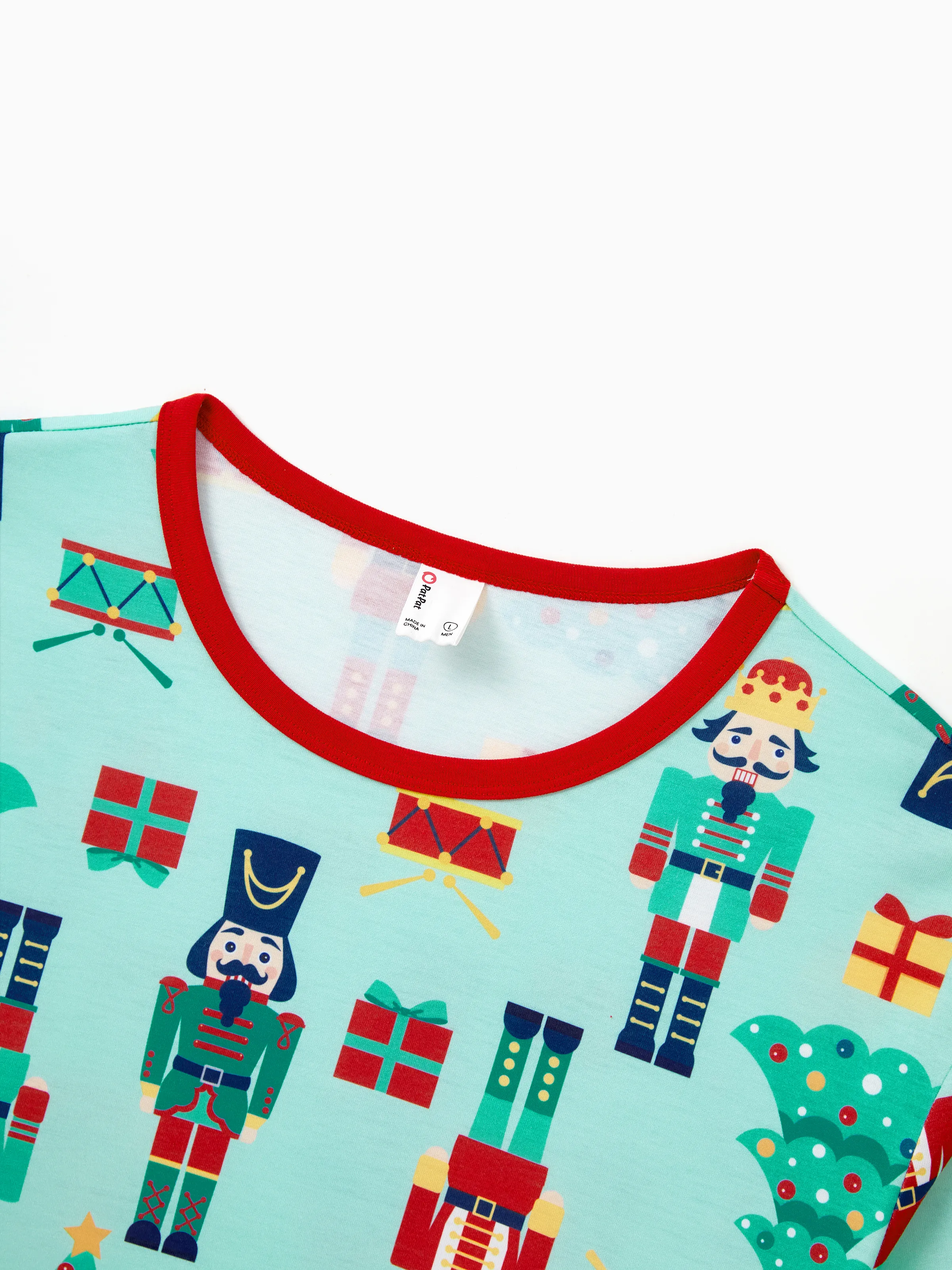 Christmas Matching Family Pajamas Set Soldier and Christmas Tree Print PJS with Christmas Socks Pale Green - XNAUWBI