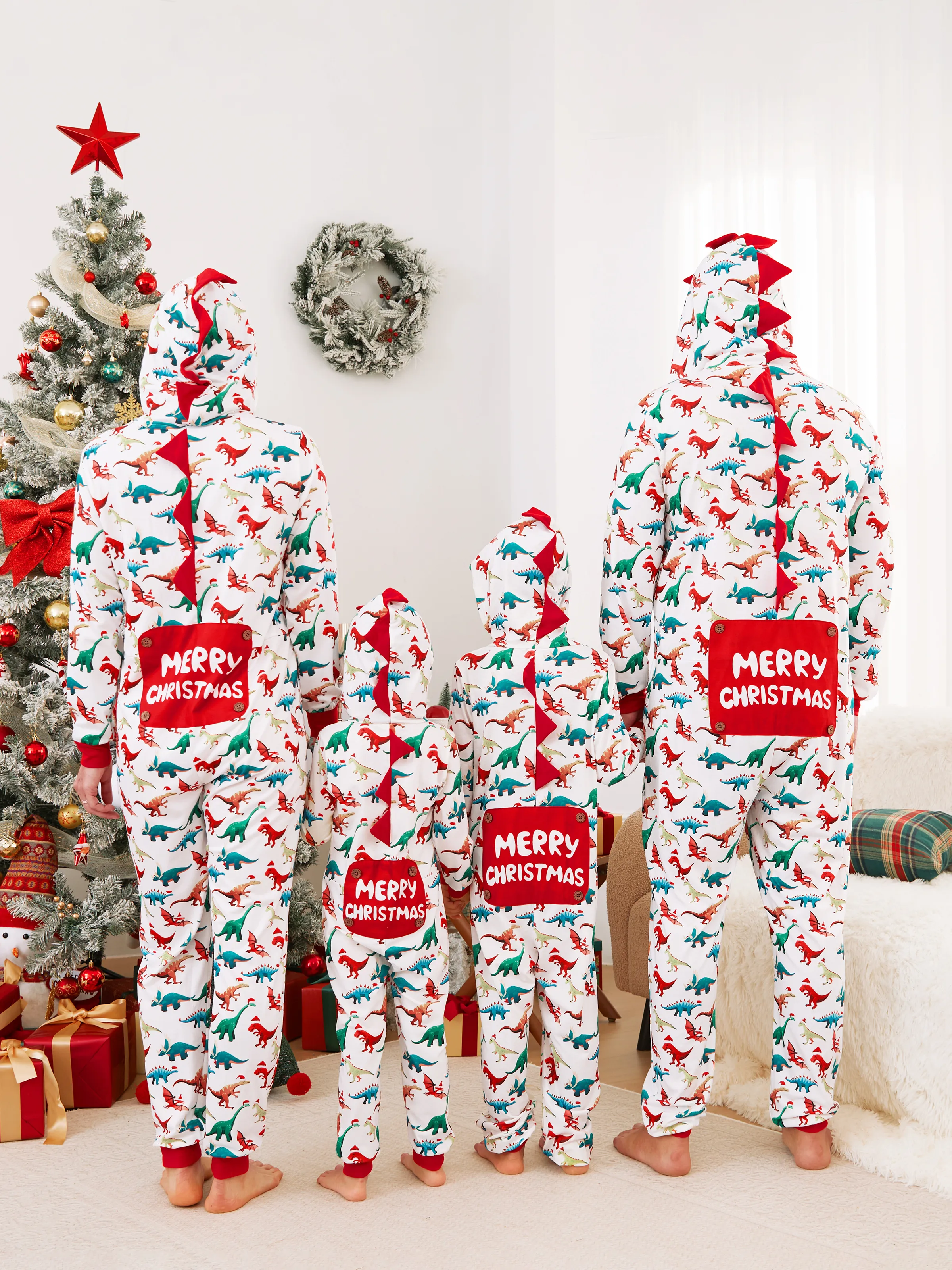 Christmas Family Matching Pajamas with 3D Design Onesie PJS with Christmas Socks Multi-color - XNAUWBI