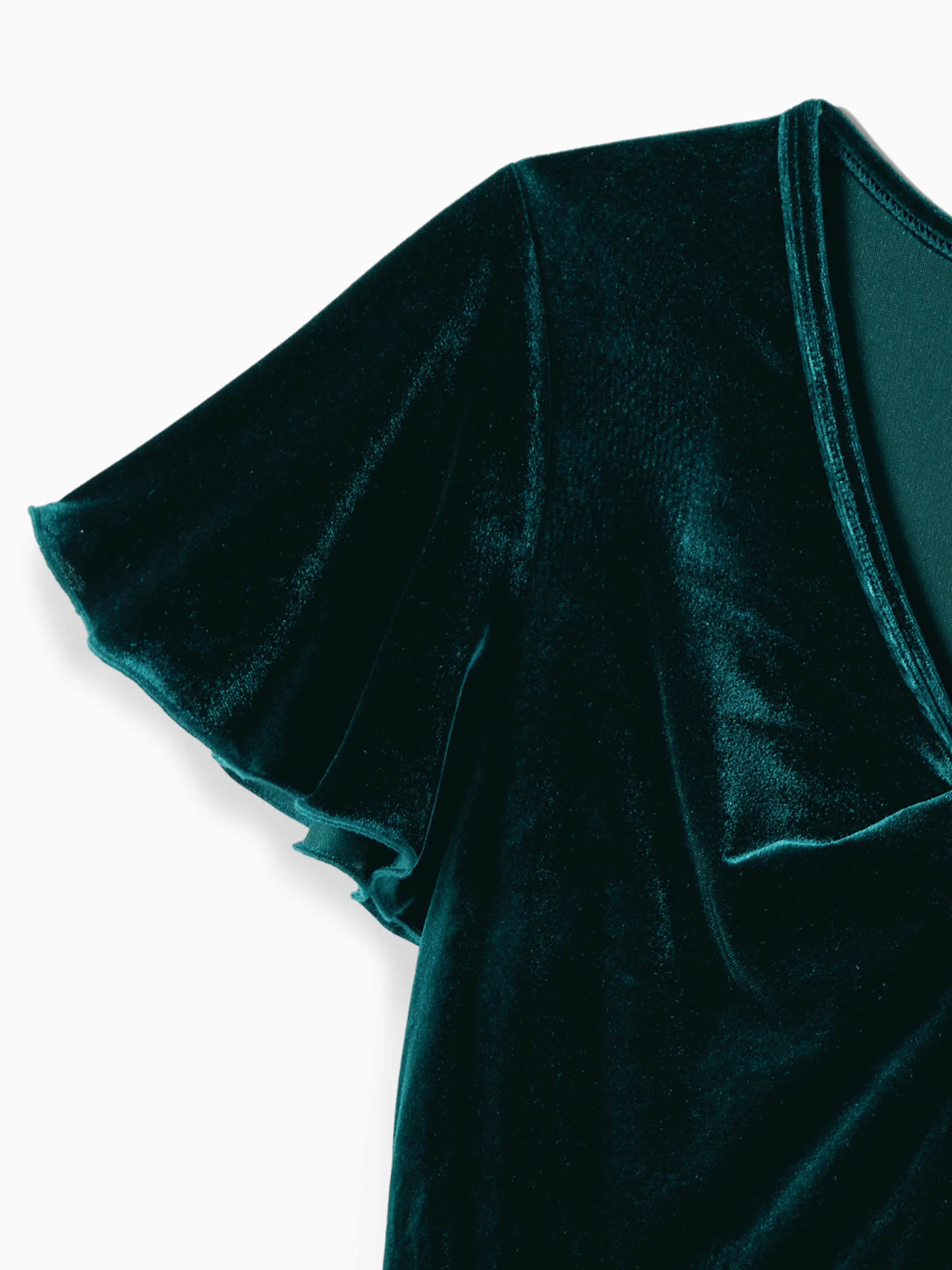 Mommy and Me Casual Dresses - Big Flower Print, Medium Thickness, Short Sleeve, Opaque, Regular Fit Dark Green - XNAUWBI