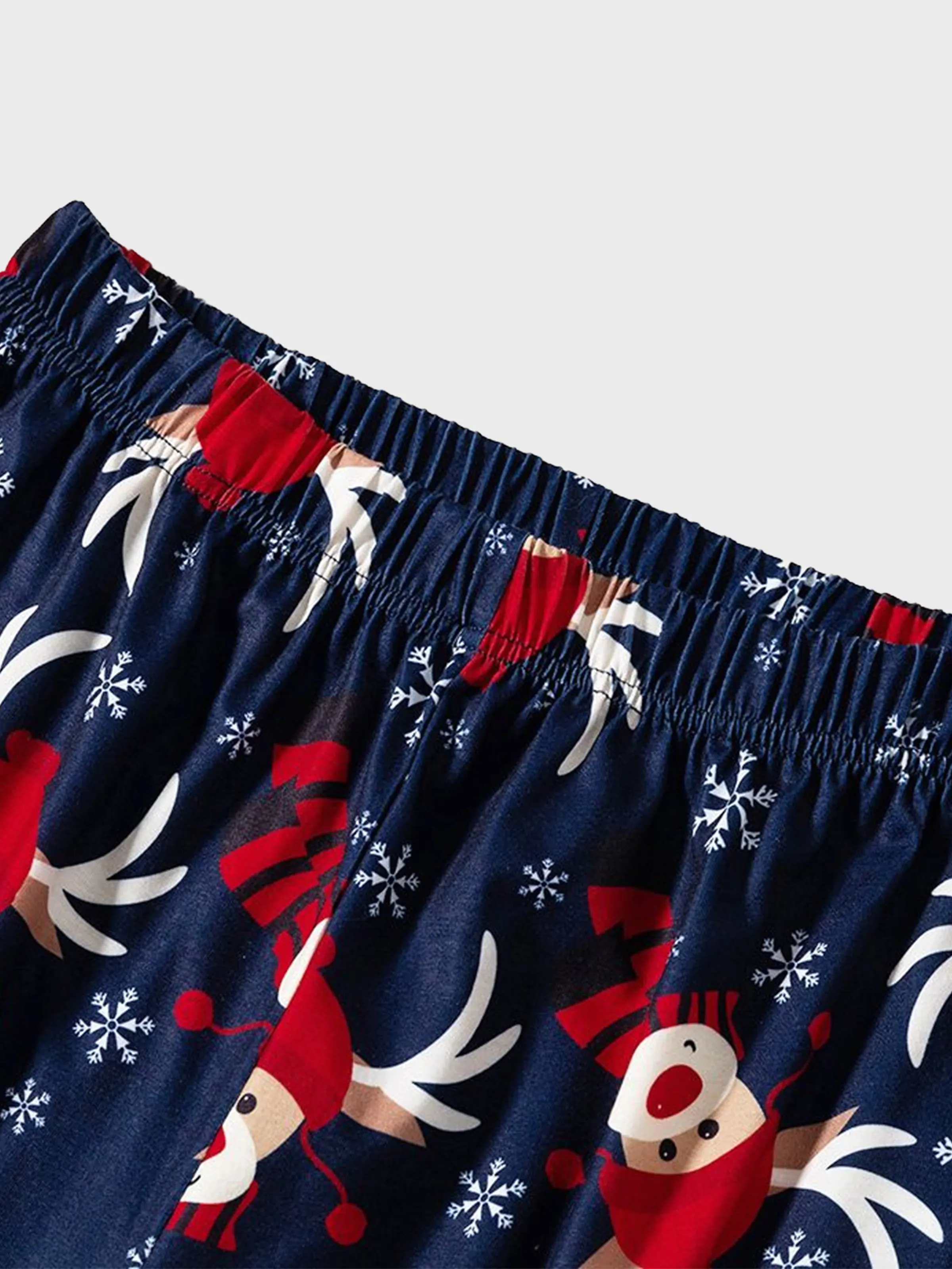 Christmas Family Pajamas Reindeer Pattern Big Graphic Raglan Sleeves Pajamas Sets with Christmas Socks Dark blue/White/Red - XNAUWBI