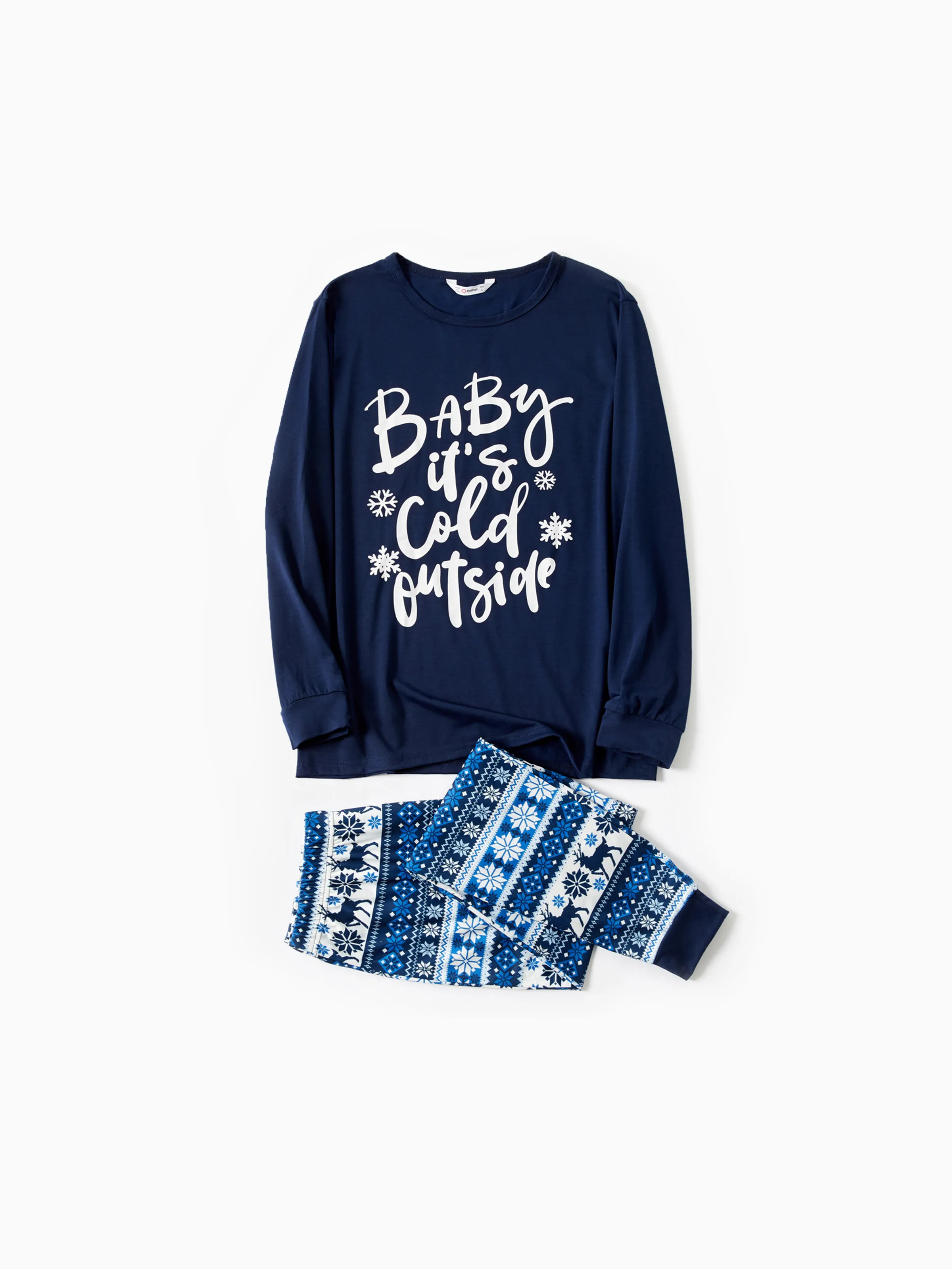 Mosaic Family Matching Letter Top Reindeer Pants Christmas Pajamas Sets with Christmas Socks Deep Blue - XNAUWBI