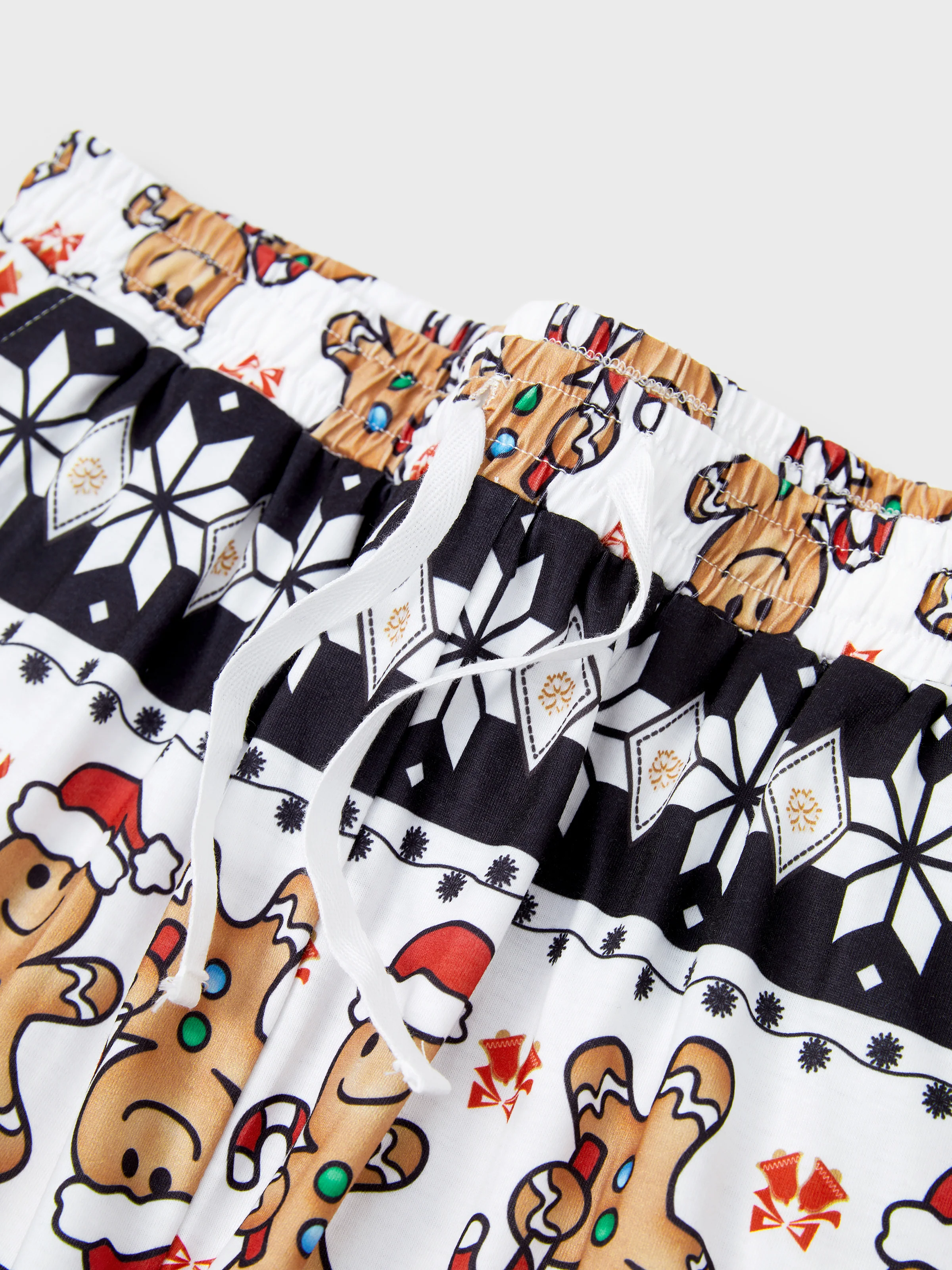 Christmas Family Matching Raglan Sleeves Gingerbread Man Pajamas Sets with Drawstring and Pockets with Christmas Socks red/black - XNAUWBI