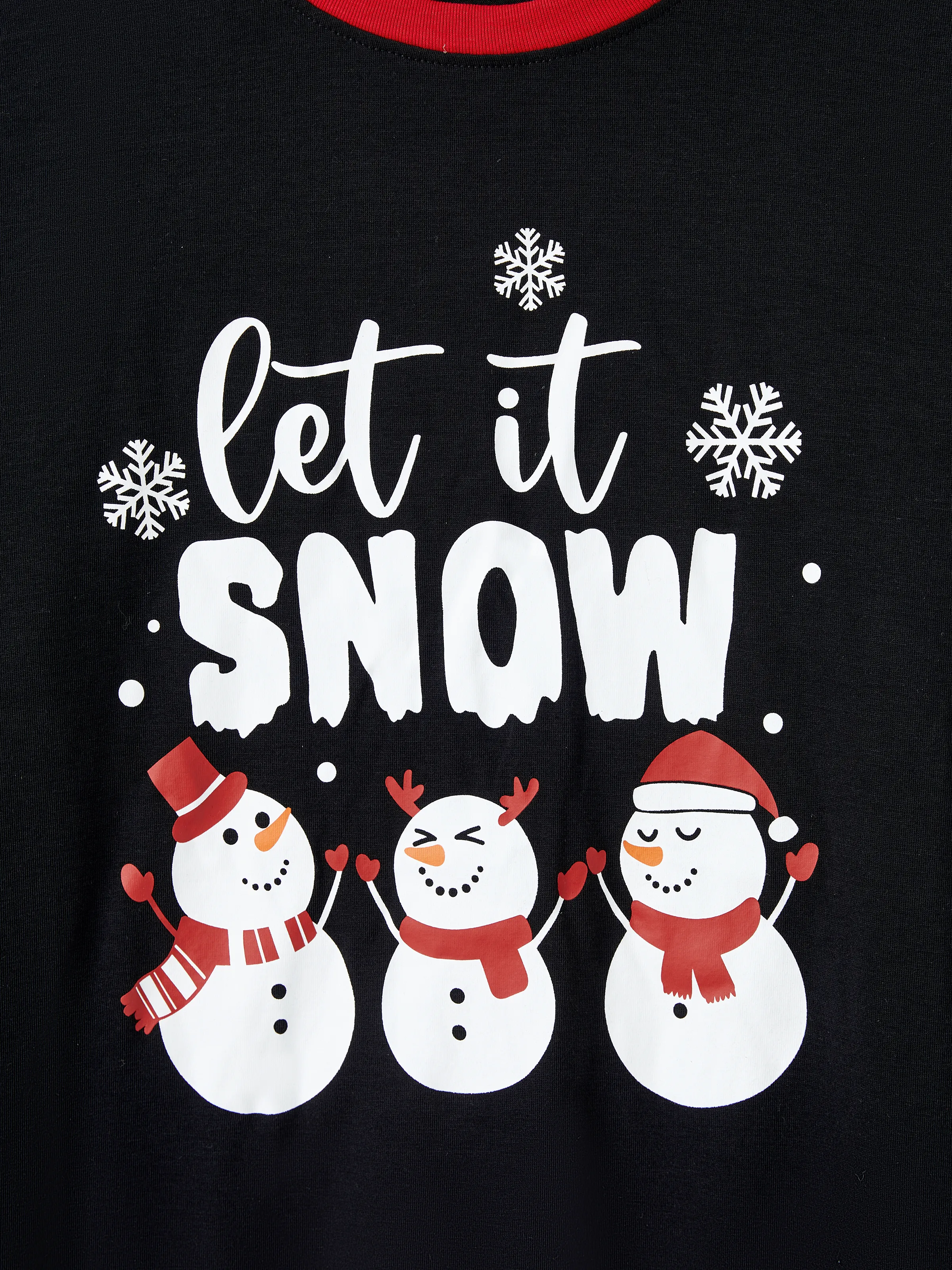 Christmas Family Pajamas Set Snowman Print Long-sleeve PJS with Christmas Socks Black - XNAUWBI