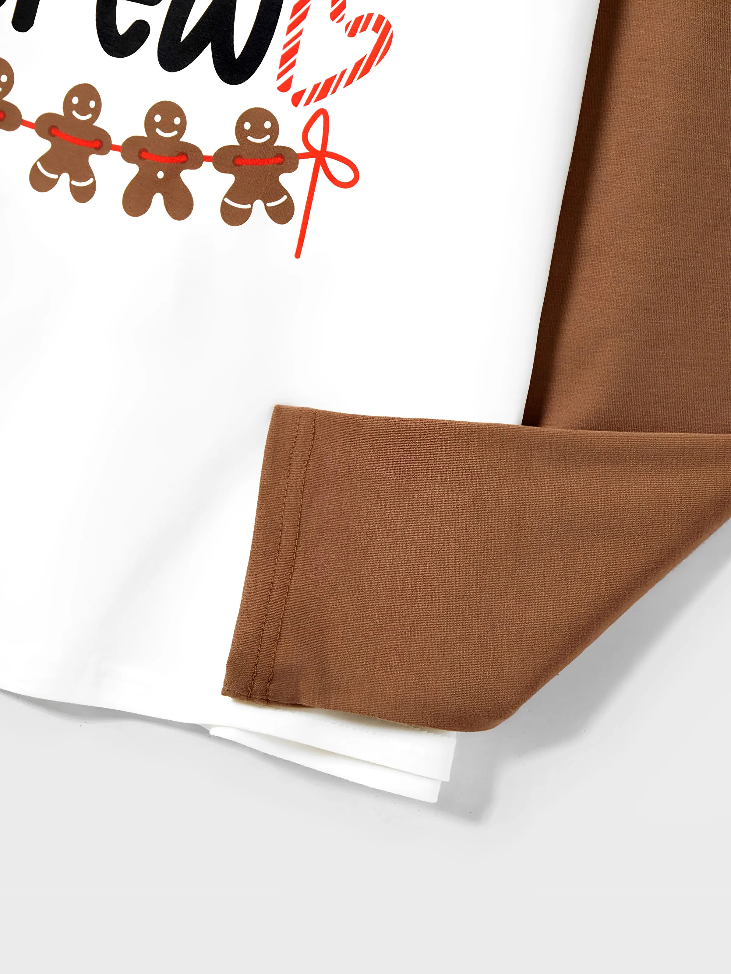 Christmas Family Matching Letter and Gingerbread Man Print Long-sleeve Pajamas Sets with Christmas Socks Khaki - XNAUWBI