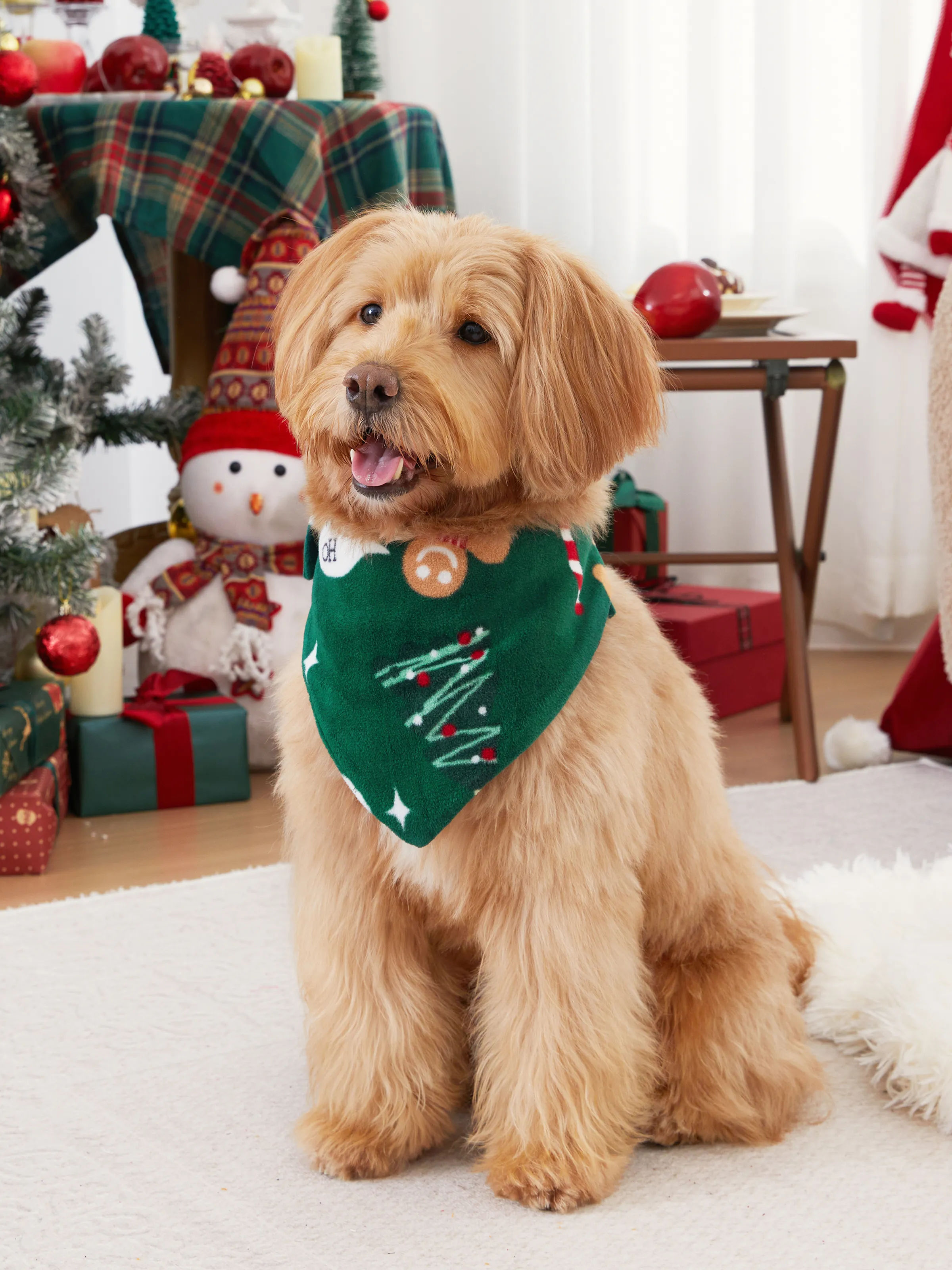 Christmas Pajamas Family Matching Fleece Gingerbread Man Long Sleeves Pajamas Sets with Christmas Socks Dark Green - XNAUWBI