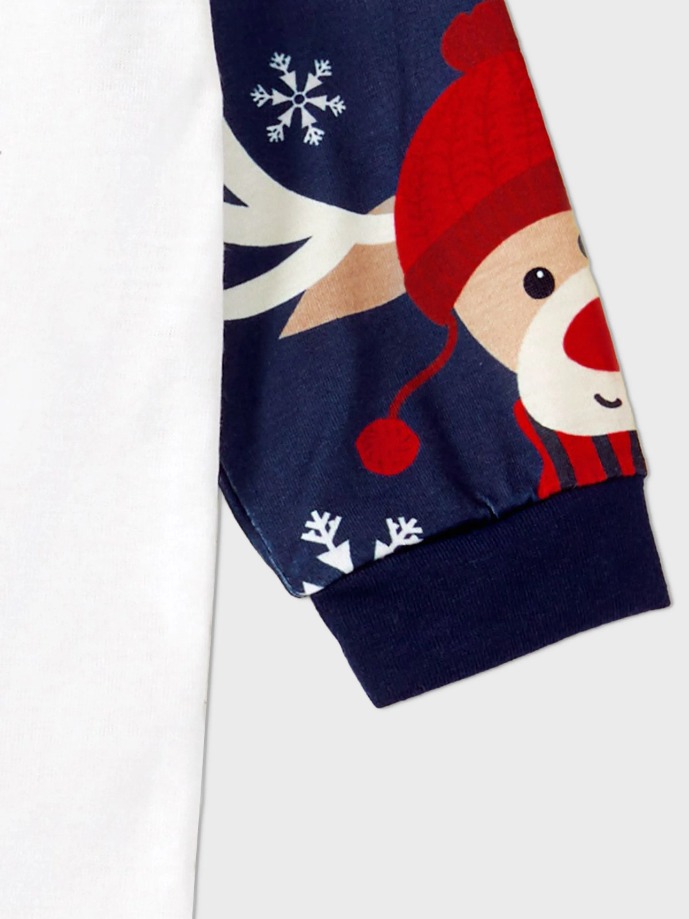 Christmas Family Pajamas Reindeer Pattern Big Graphic Raglan Sleeves Pajamas Sets with Christmas Socks Dark blue/White/Red - XNAUWBI