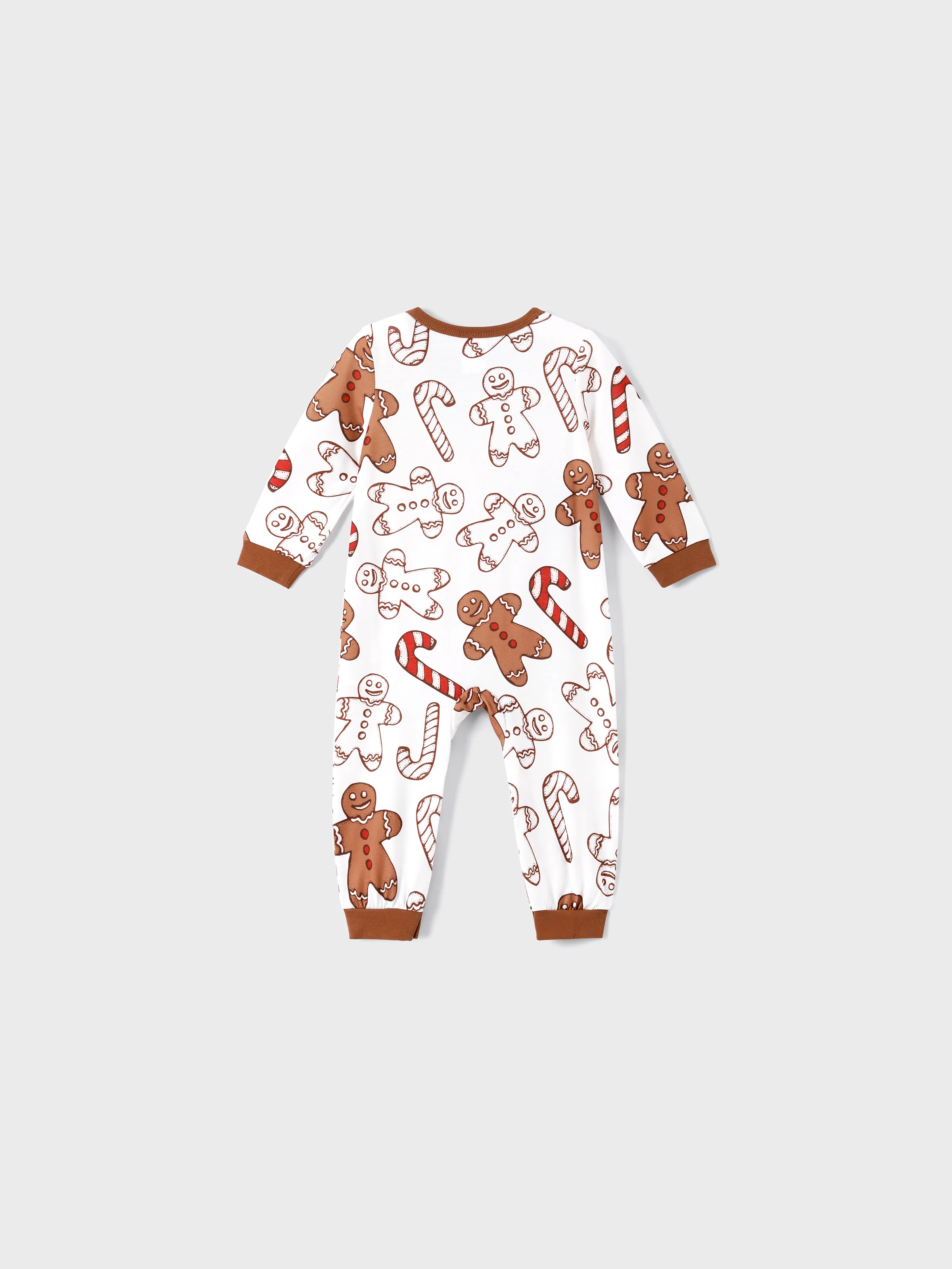 Christmas Family Matching Letter and Gingerbread Man Print Long-sleeve Pajamas Sets with Christmas Socks Khaki - XNAUWBI