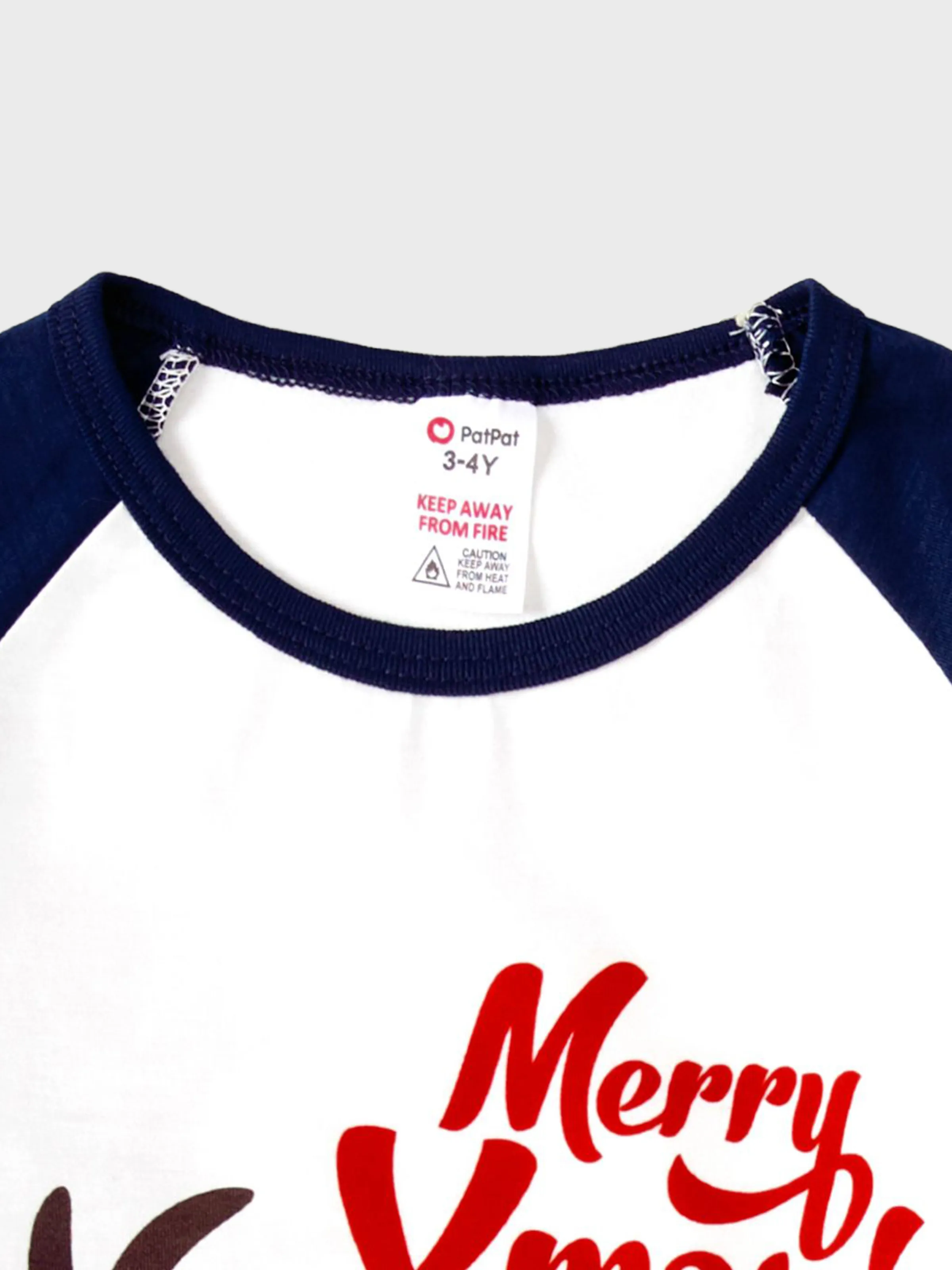 Christmas Family Pajamas Reindeer Pattern Big Graphic Raglan Sleeves Pajamas Sets with Christmas Socks Dark blue/White/Red - XNAUWBI